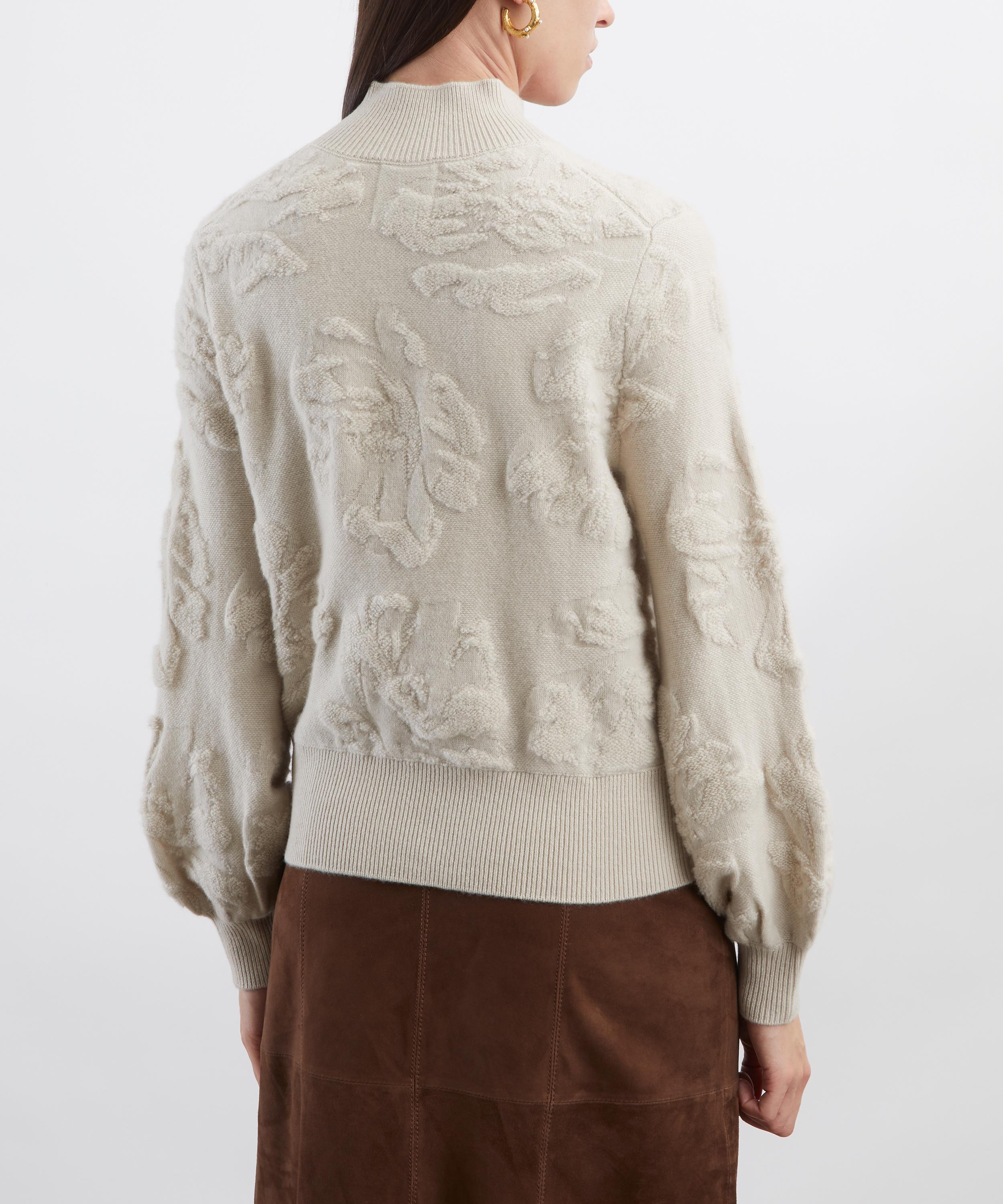 Jumper 1234 - Textured Floral Turtle Neck Cashmere Jumper image number 3