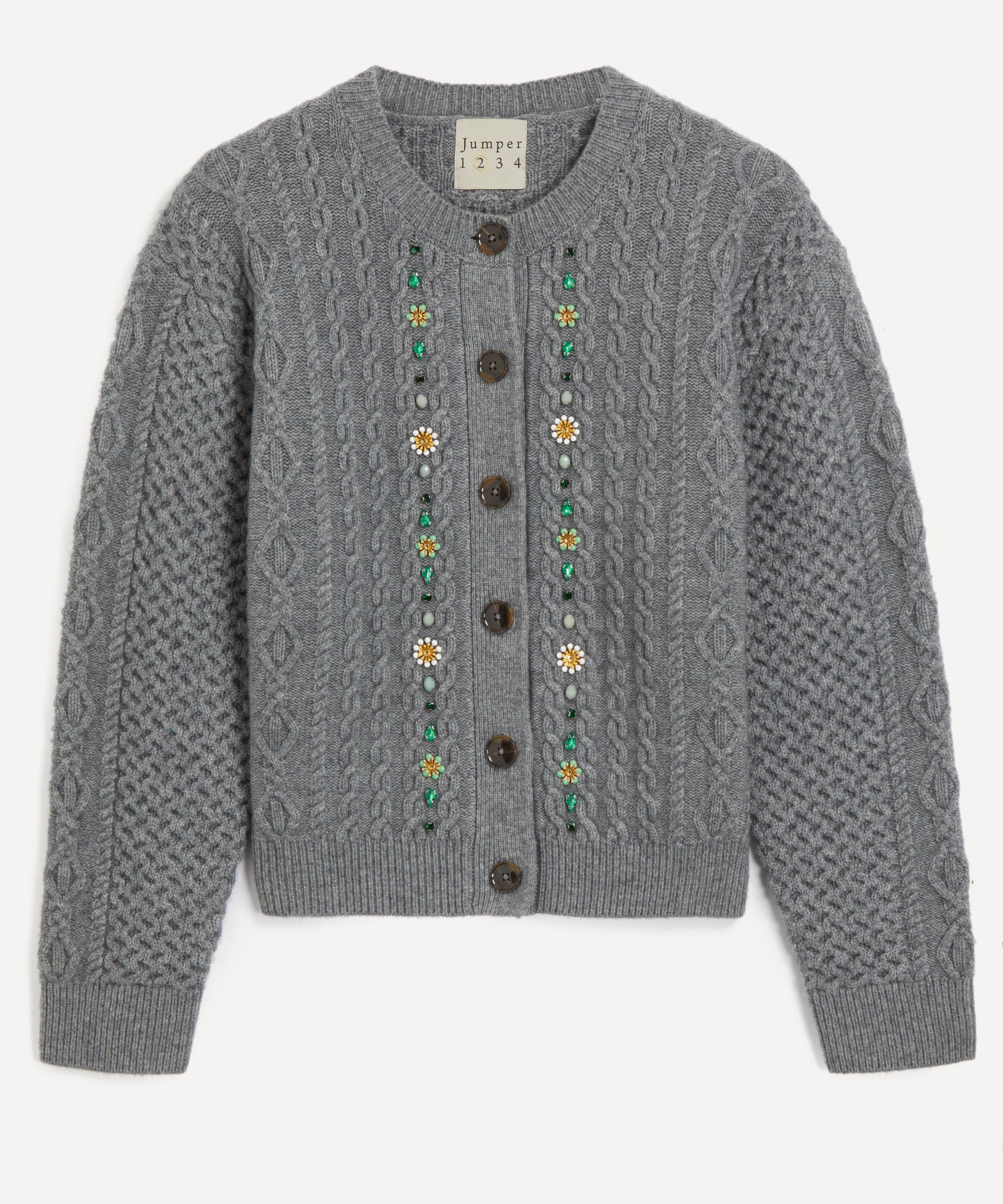 Jumper 1234 - Jewel Cable Knit Wool Cardigan