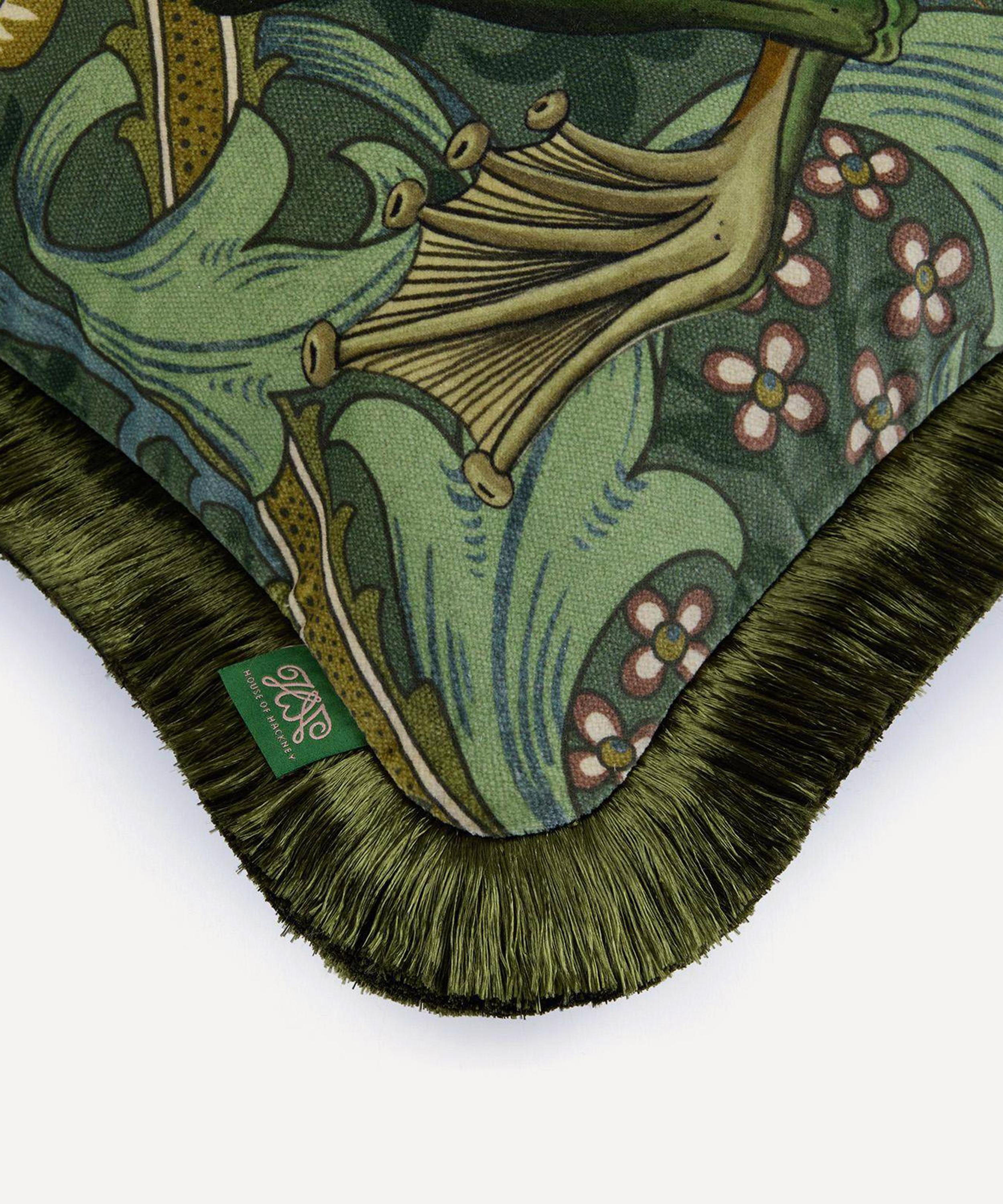 House of Hackney - Golden Lily Amphibia Velvet Fringed Cushion image number 1