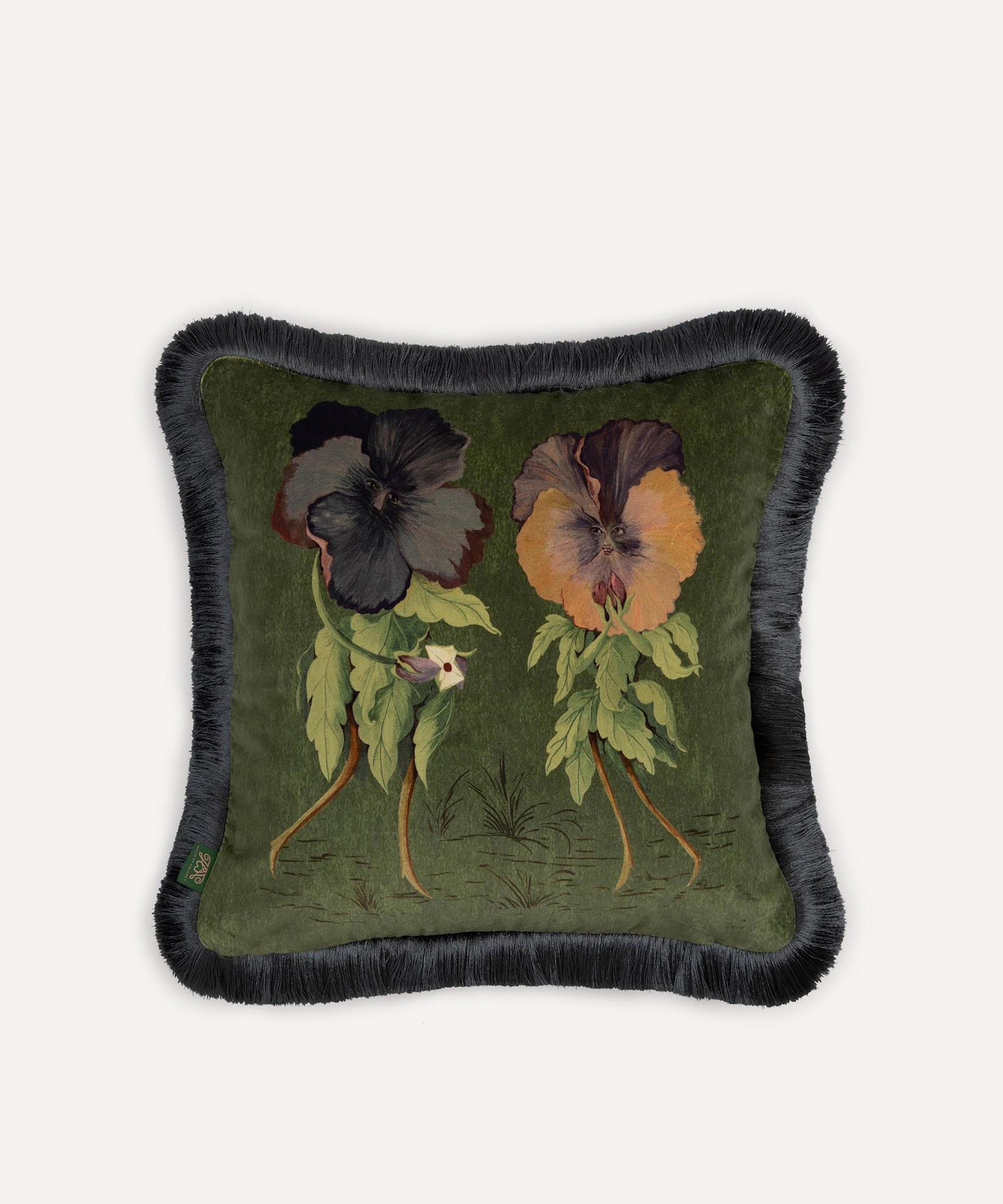 House of Hackney - Love Letter Medium Velvet Fringed Cushion image number 0