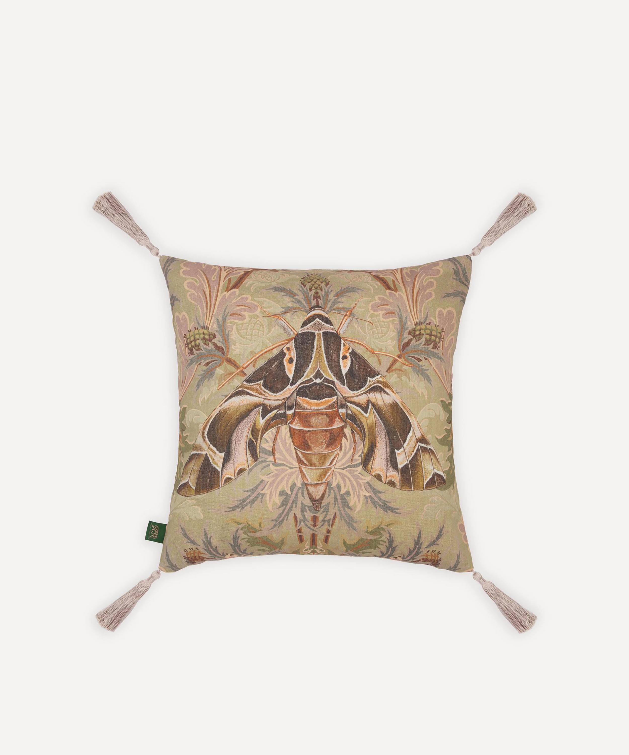 House of Hackney - Aquifolia Moth Medium Velvet Tassel Cushion image number 0