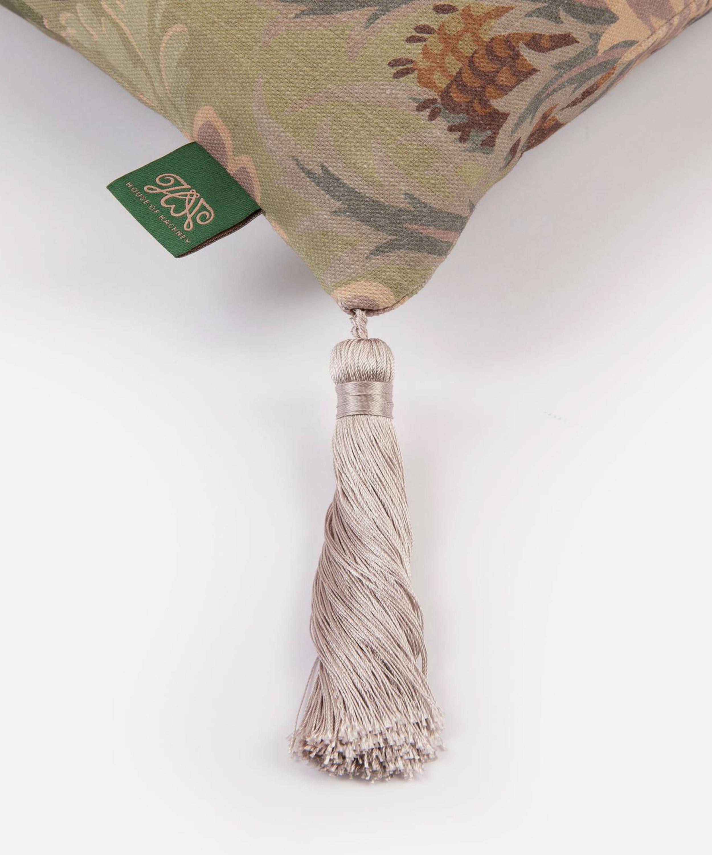 House of Hackney - Aquifolia Moth Medium Velvet Tassel Cushion image number 1