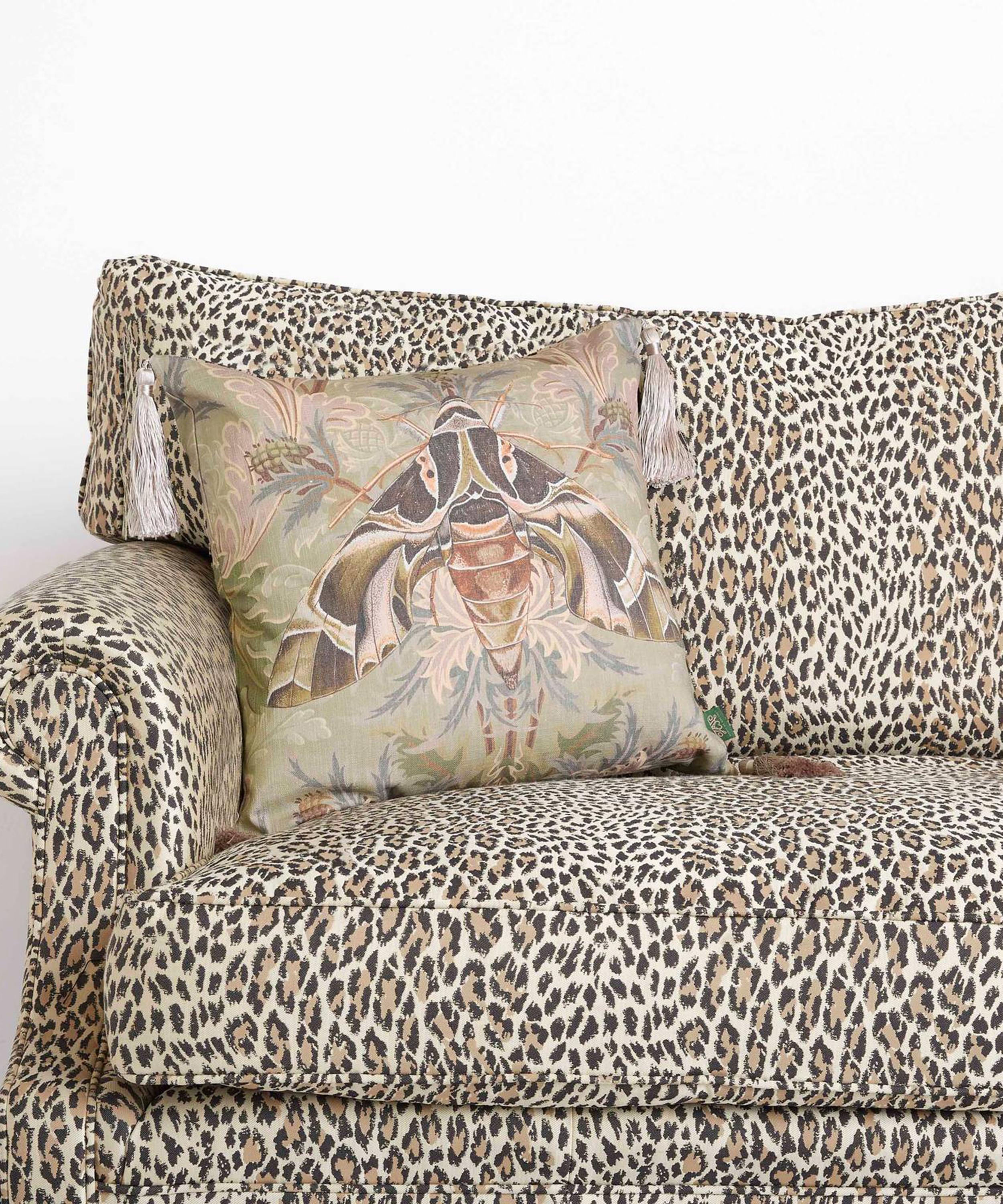 House of Hackney - Aquifolia Moth Medium Velvet Tassel Cushion image number 2