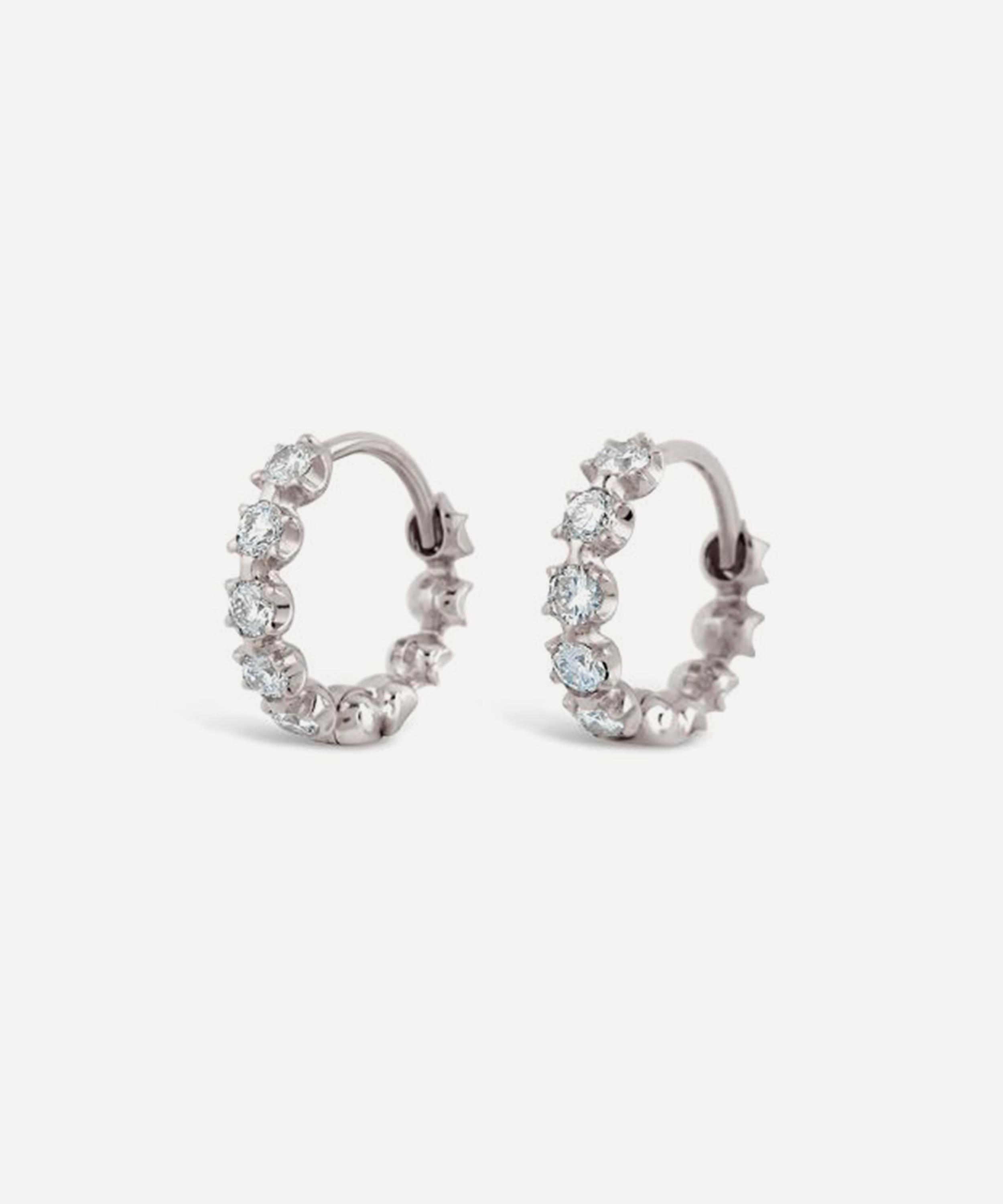 Dinny Hall - 18ct White Gold Elyhara Diamond Huggie Hoop Earrings image number 0