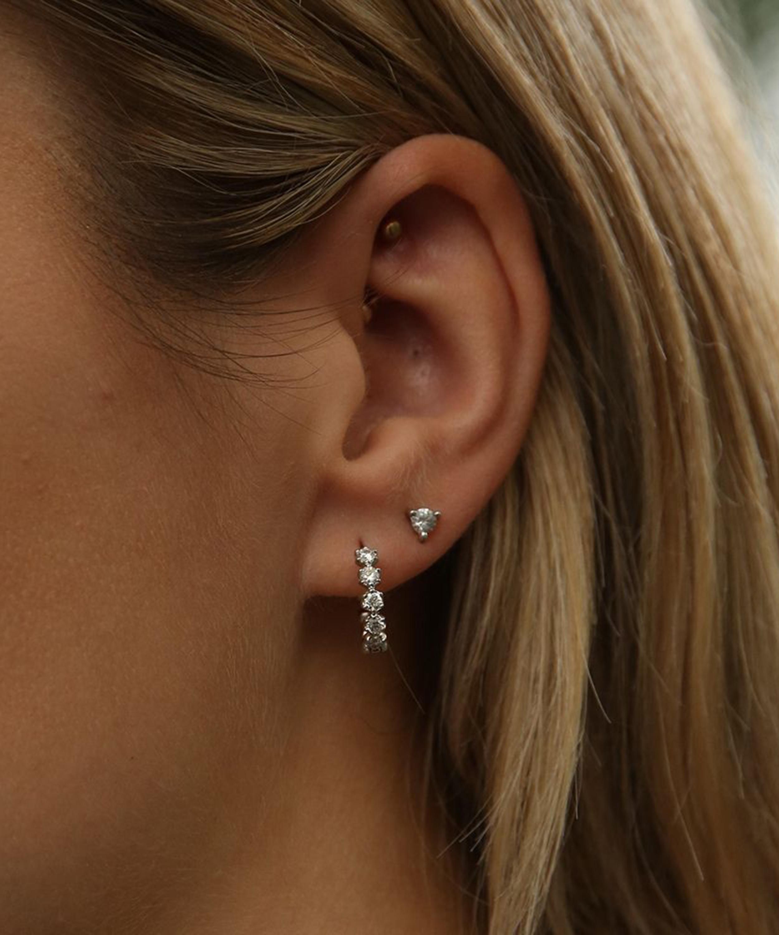 Dinny Hall - 18ct White Gold Elyhara Diamond Huggie Hoop Earrings image number 1