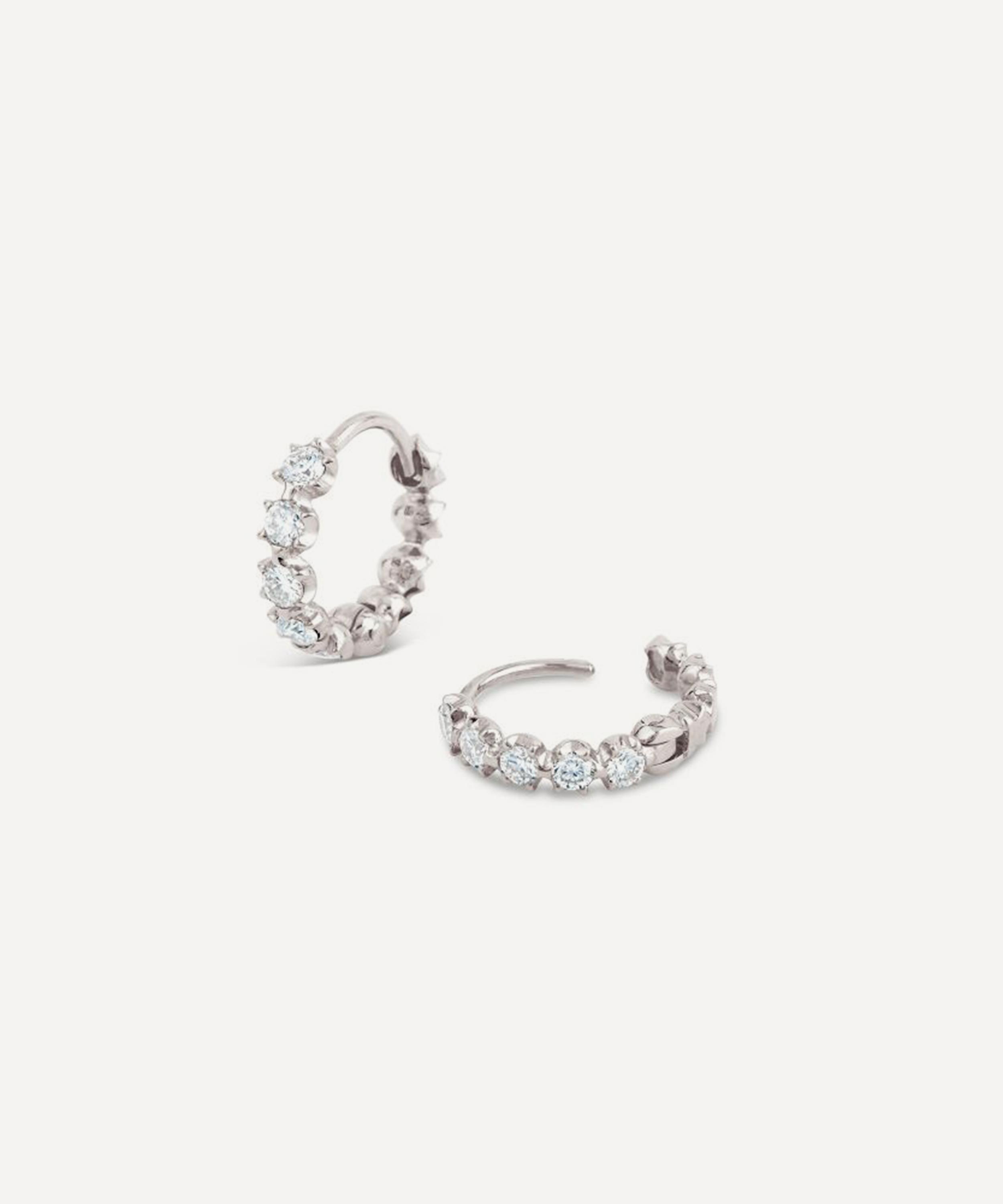 Dinny Hall - 18ct White Gold Elyhara Diamond Huggie Hoop Earrings image number 2