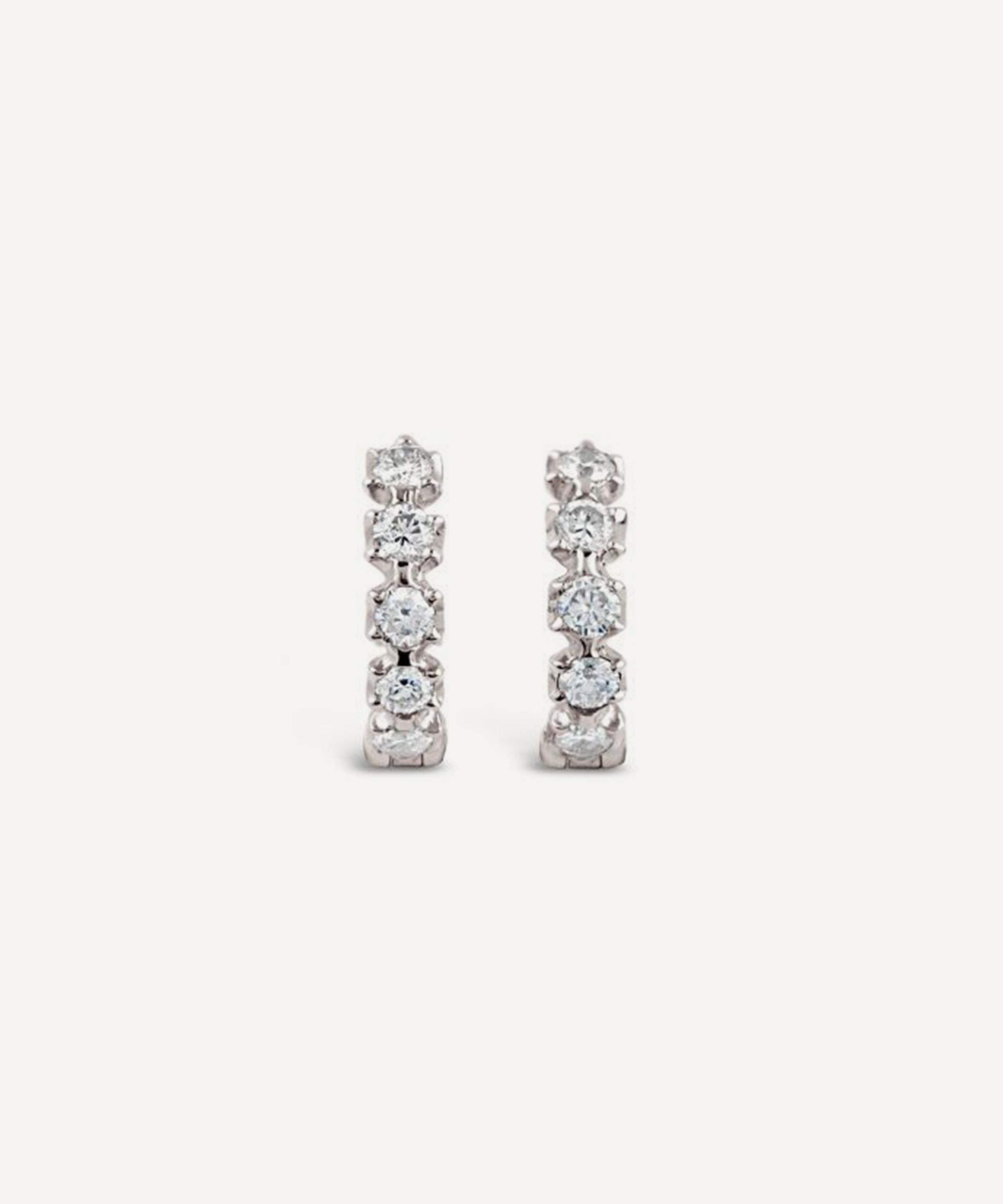 Dinny Hall - 18ct White Gold Elyhara Diamond Huggie Hoop Earrings image number 3