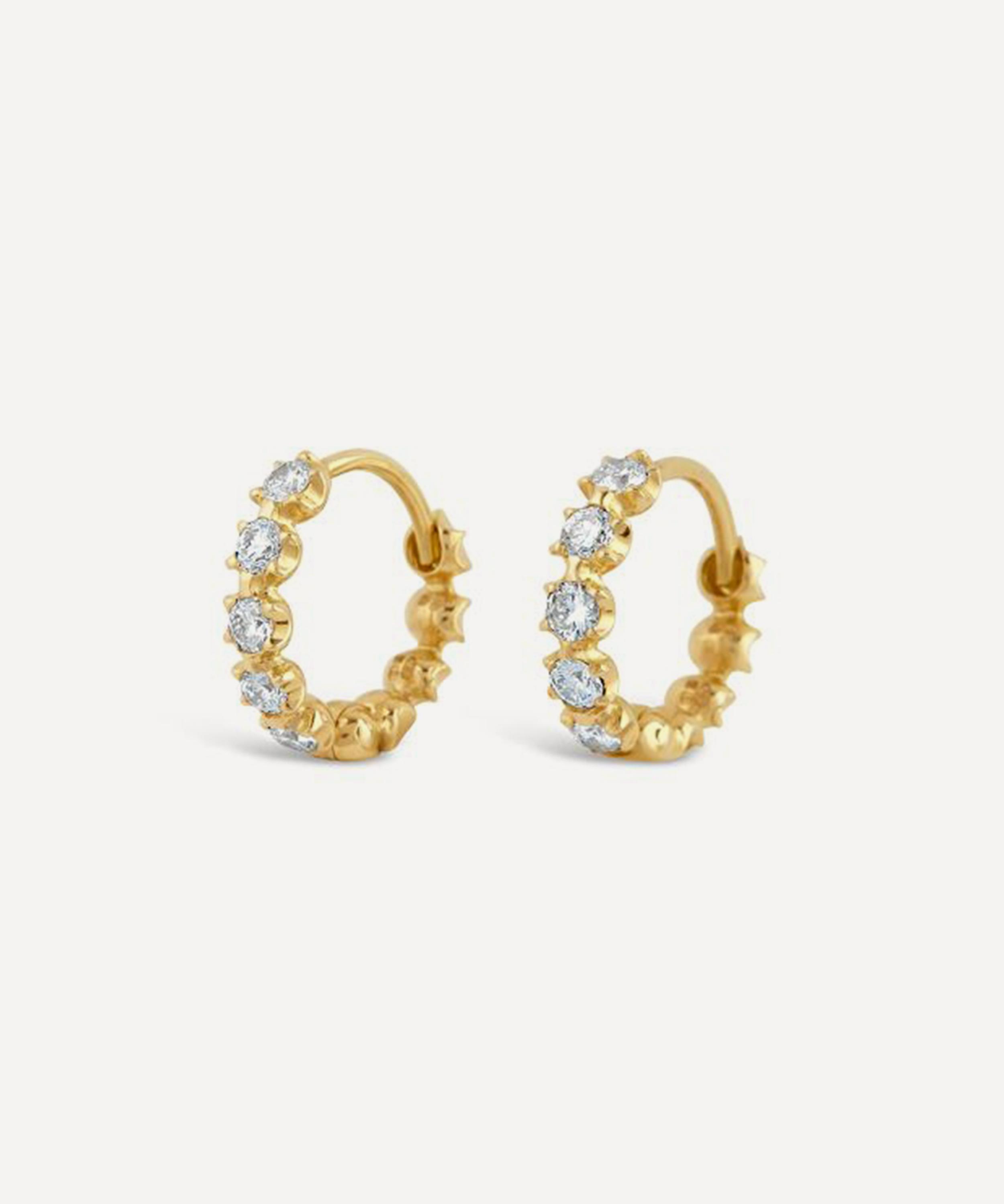 Dinny Hall - 18ct Gold Elyhara Diamond Huggie Hoop Earrings image number 0