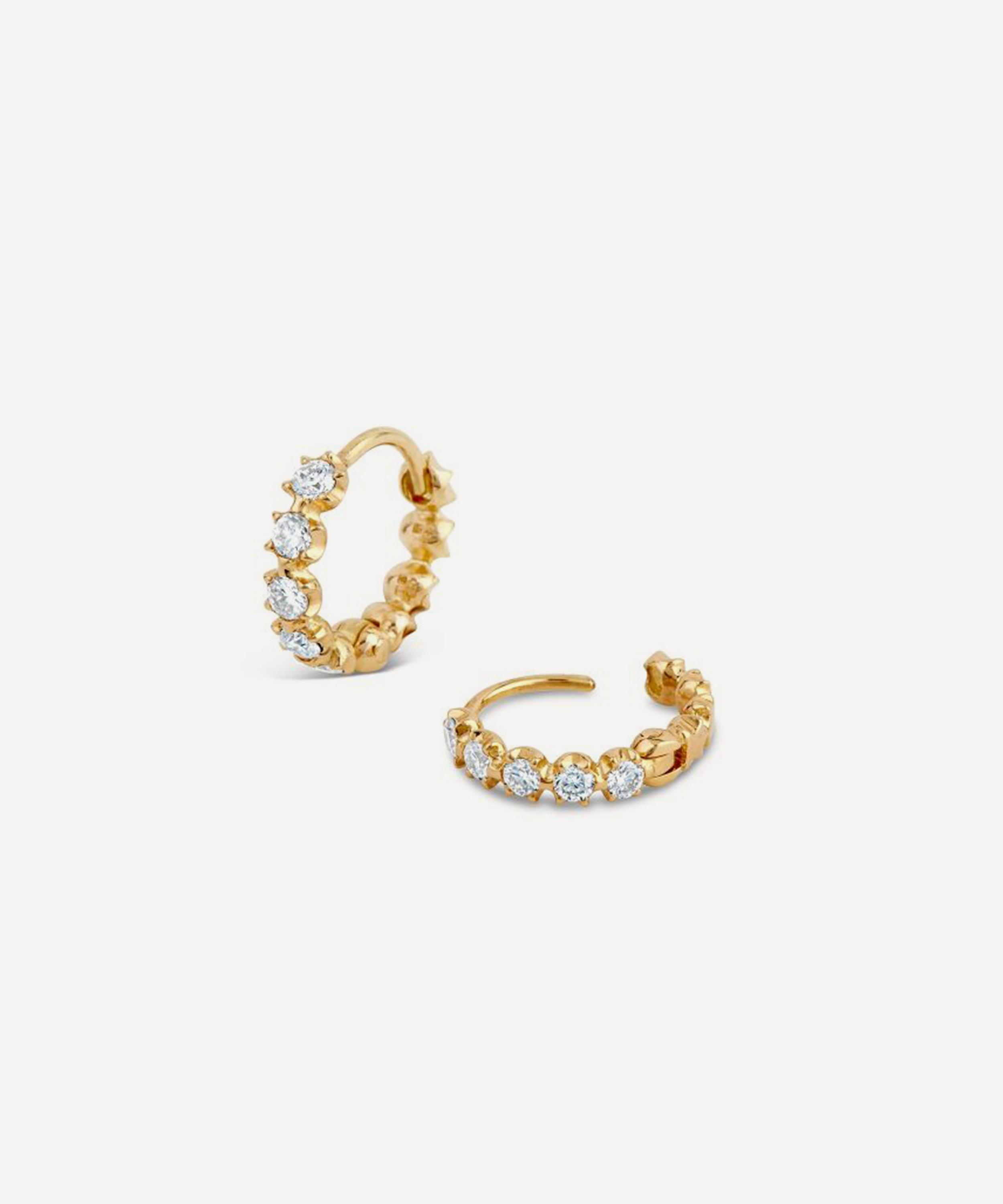 Dinny Hall - 18ct Gold Elyhara Diamond Huggie Hoop Earrings image number 1