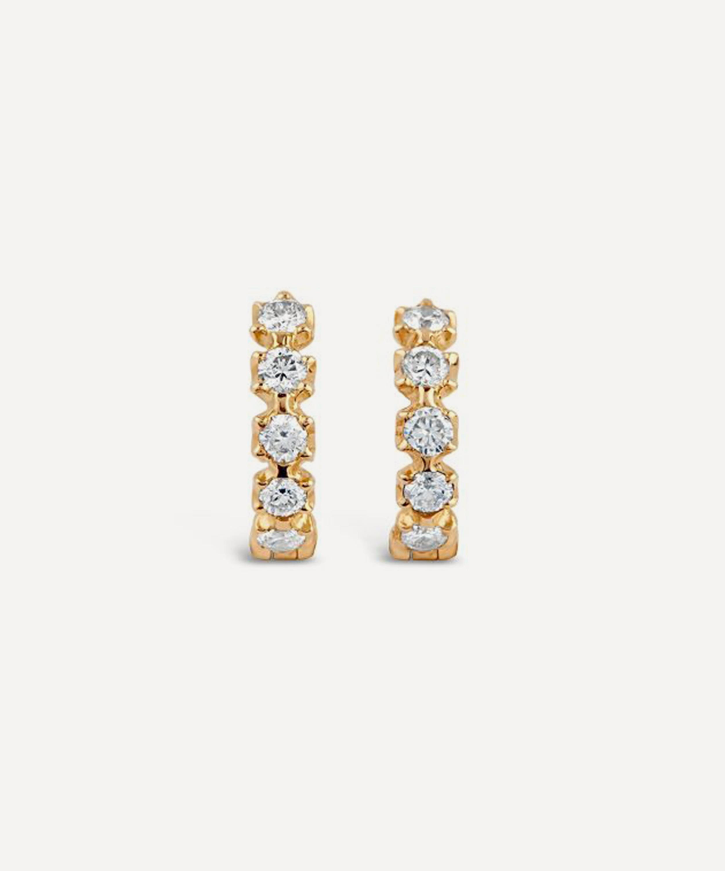 Dinny Hall - 18ct Gold Elyhara Diamond Huggie Hoop Earrings image number 2