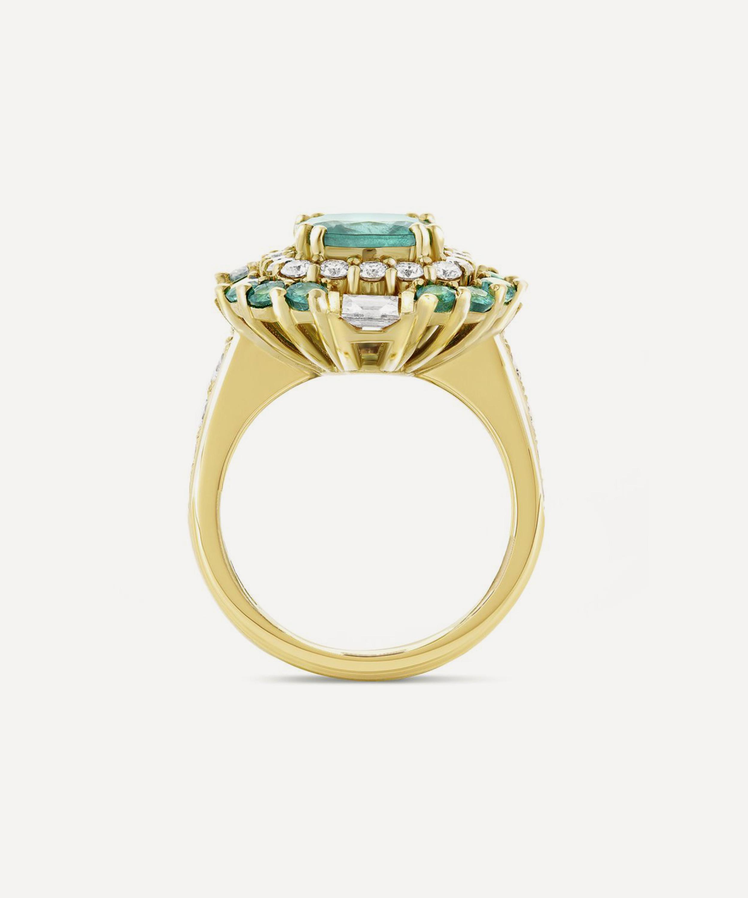 Dinny Hall - 18ct Gold Carmen Emerald and Diamond Ring image number 2