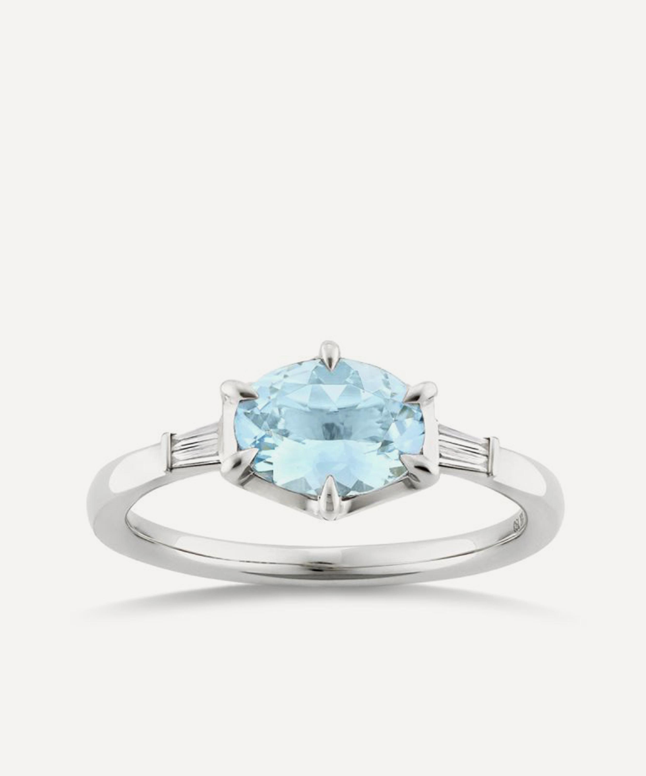 Dinny Hall - 18ct White Gold Jenna Aquamarine and Diamond Ring image number 0