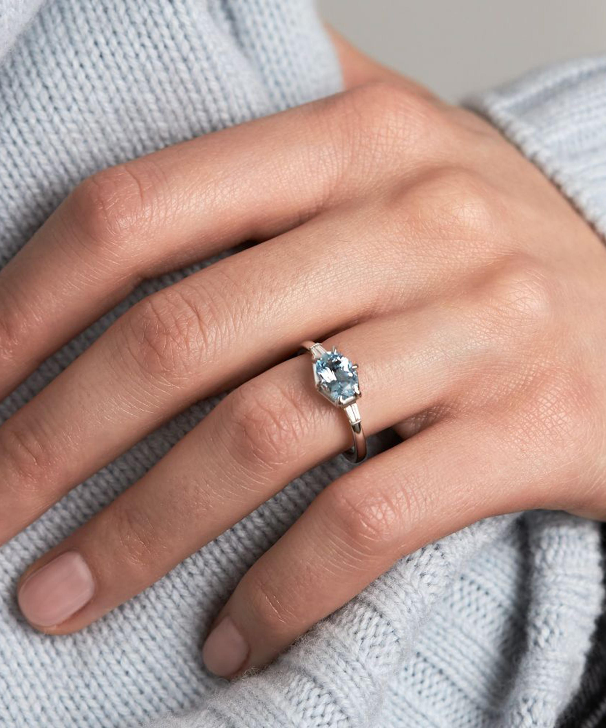 Dinny Hall - 18ct White Gold Jenna Aquamarine and Diamond Ring image number 1