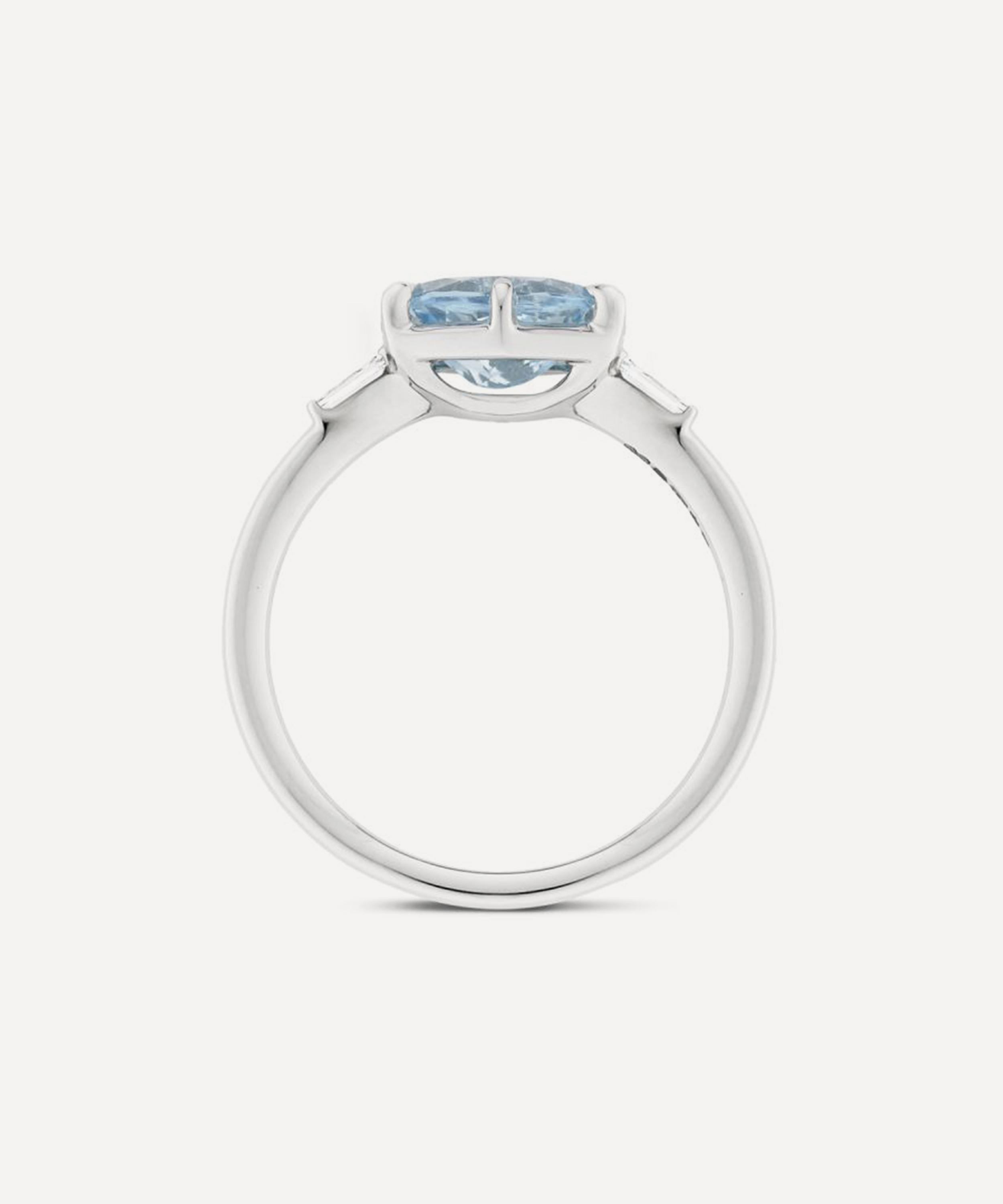 Dinny Hall - 18ct White Gold Jenna Aquamarine and Diamond Ring image number 2