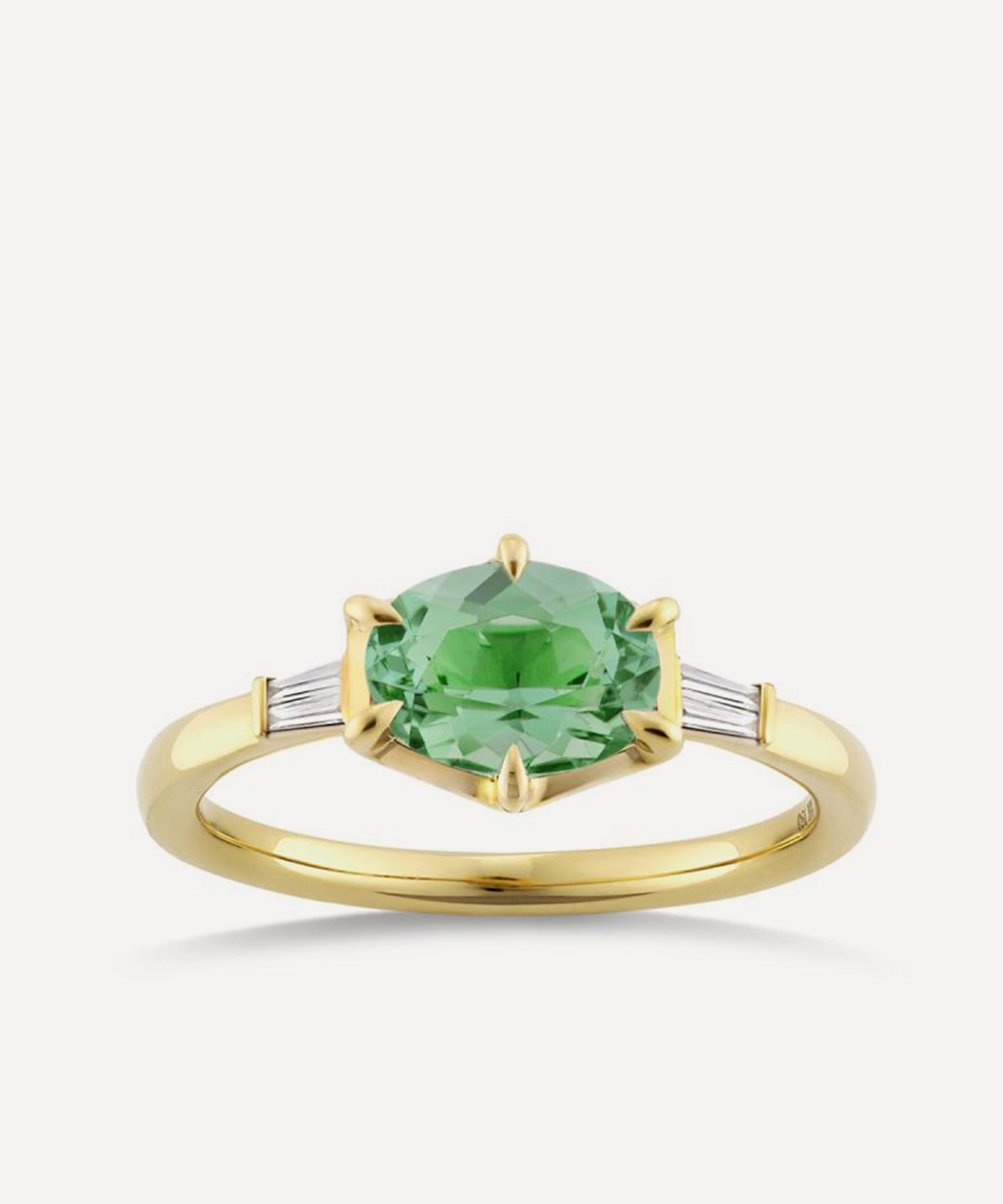 Dinny Hall - 18ct Gold Jenna Green Tourmaline and Diamond Ring image number 0