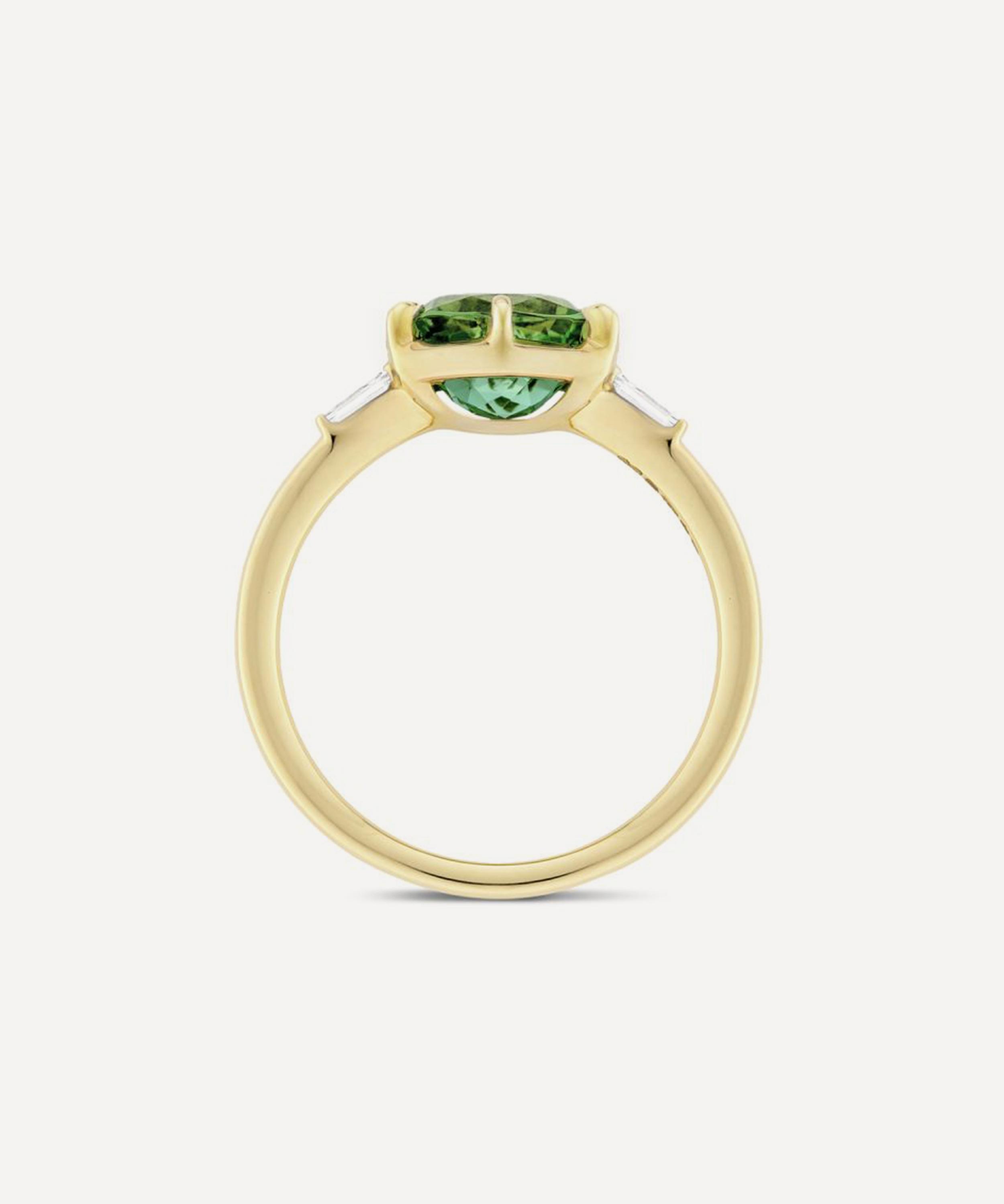 Dinny Hall - 18ct Gold Jenna Green Tourmaline and Diamond Ring image number 2