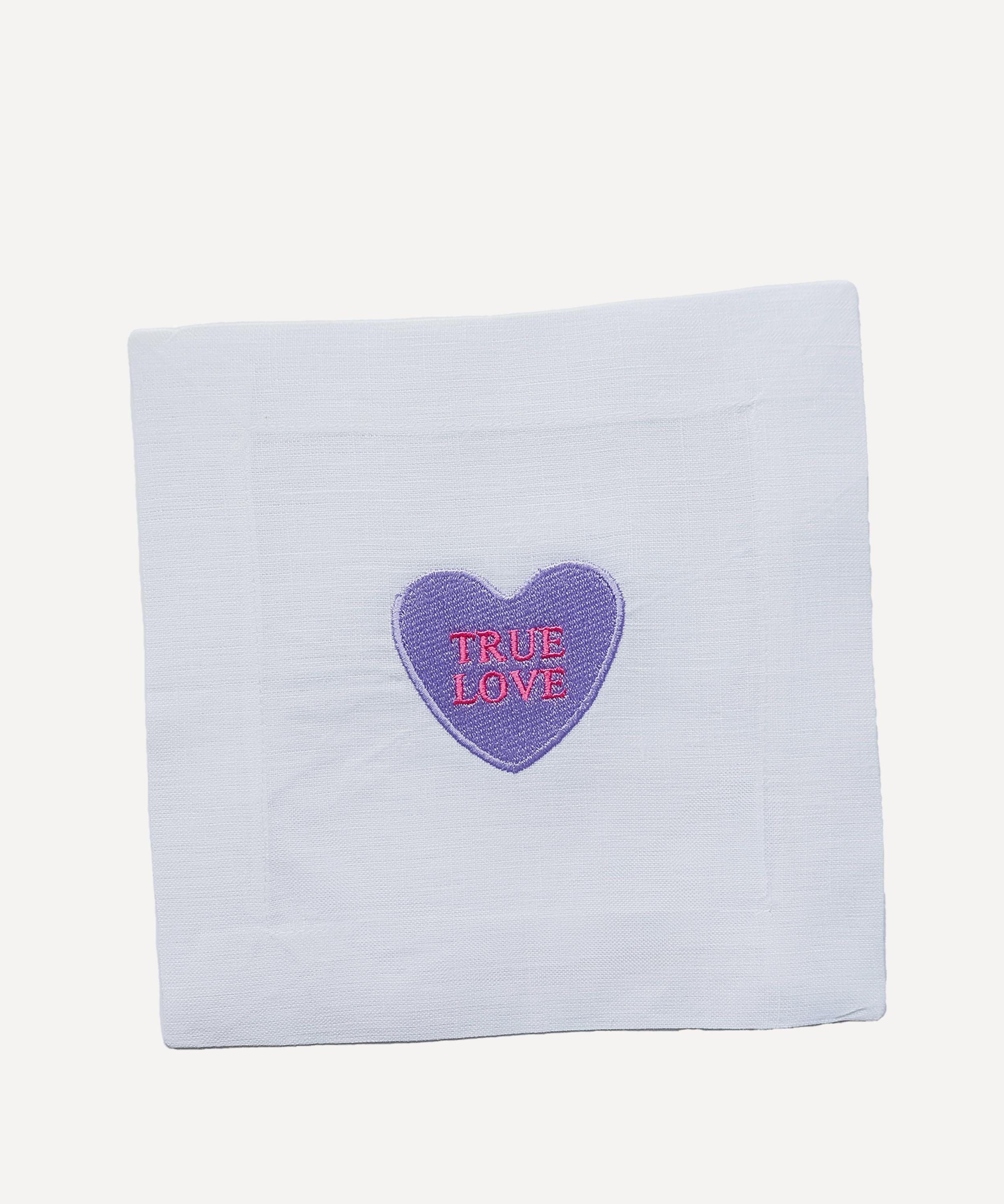 Lettermade - Valentine Conversation Hearts Linen Cocktail Napkins Set of Four