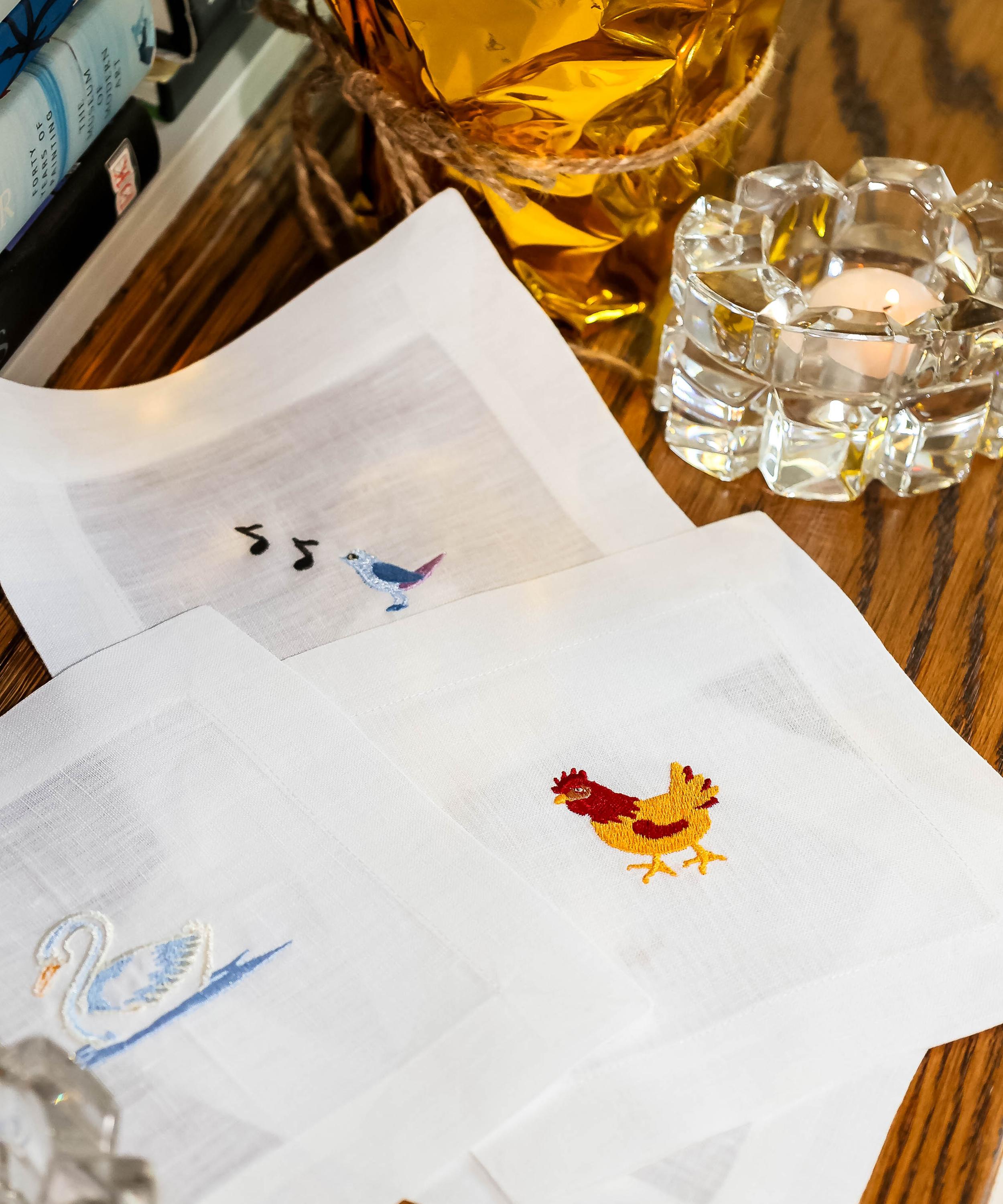 Lettermade - Cockerel Linen Cocktail Napkins Set of Four image number 1