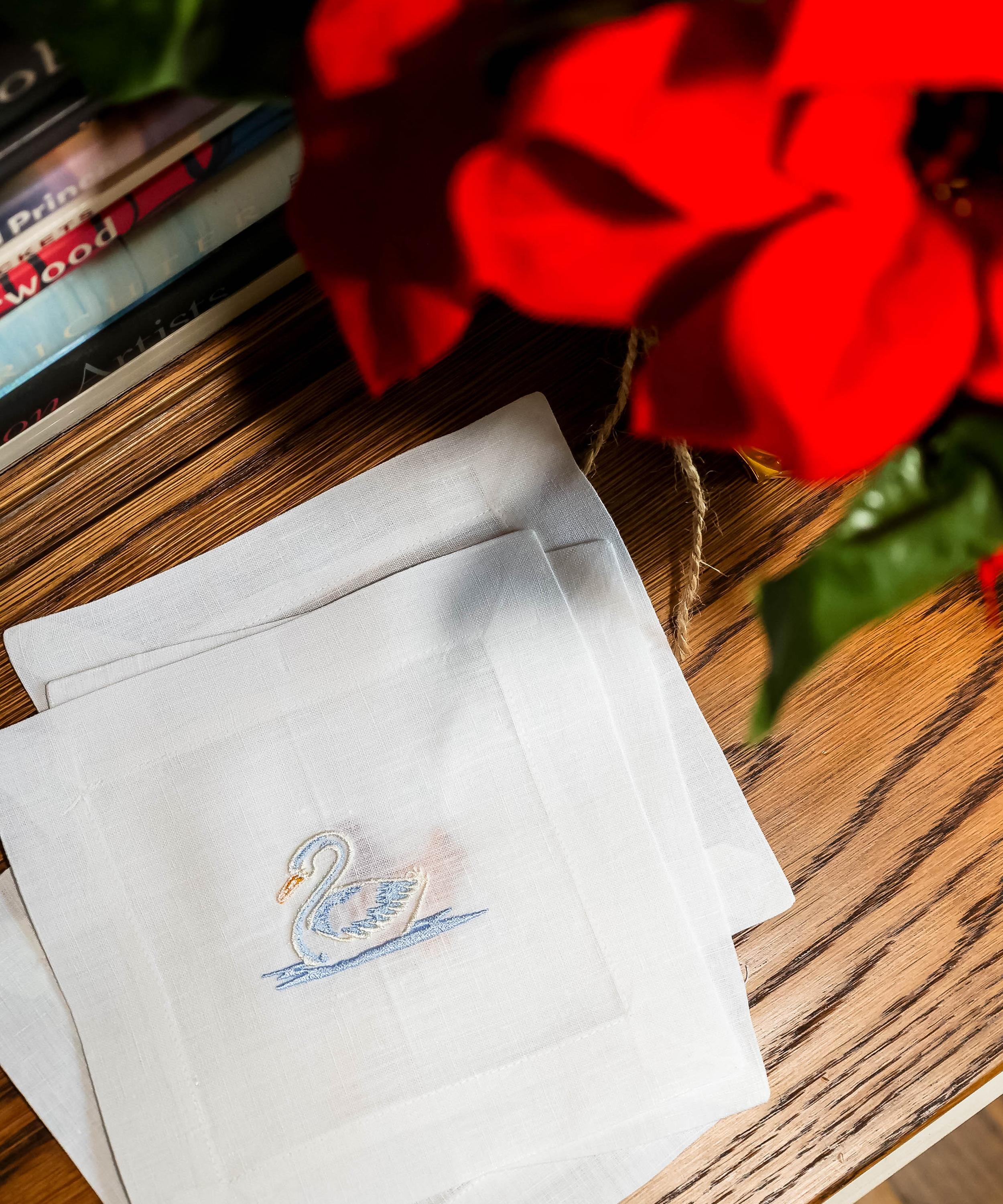 Lettermade - Swan Linen Cocktail Napkins Set of Four image number 1