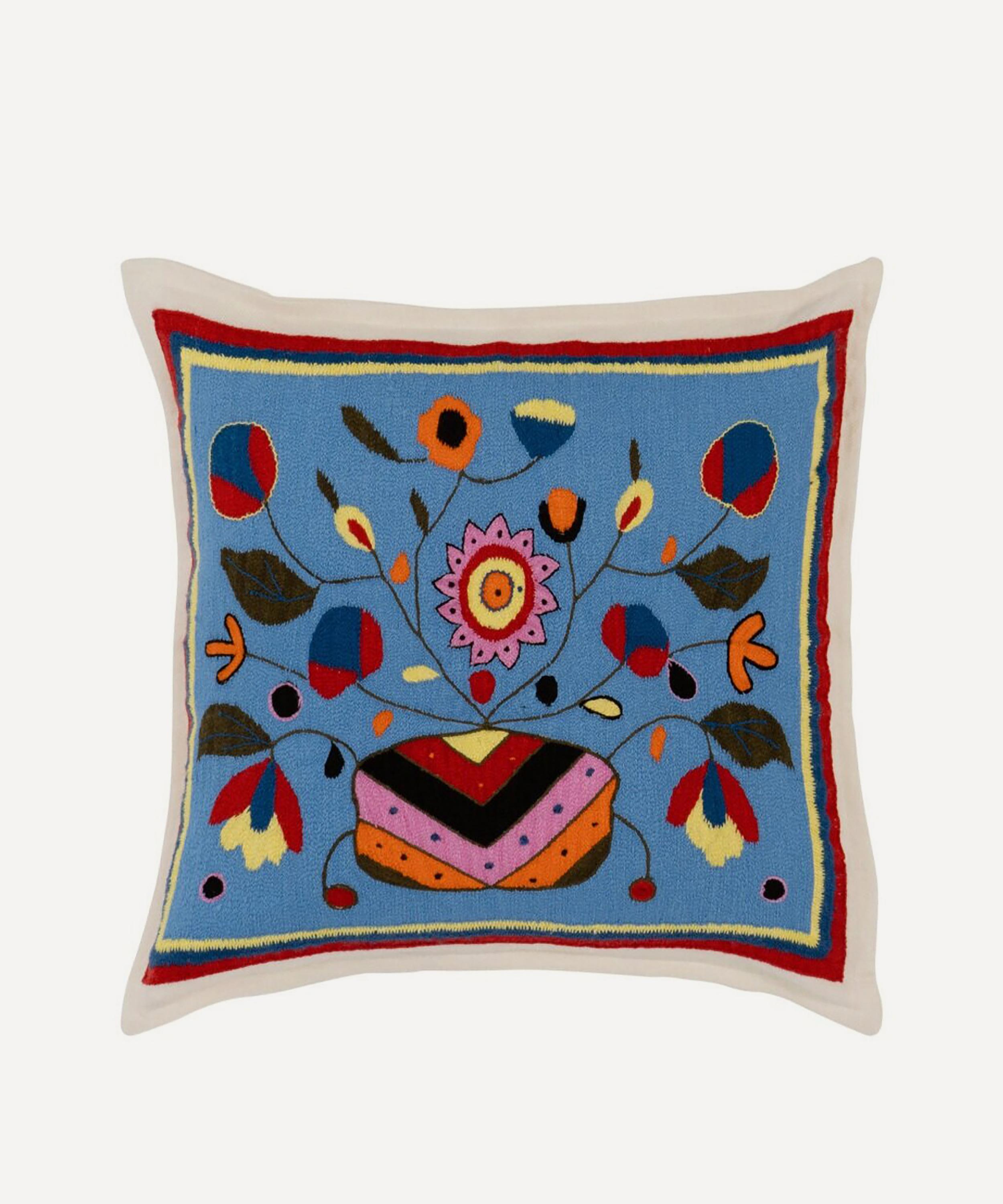 SAVED NY - Blue Flora Cashmere Cushion