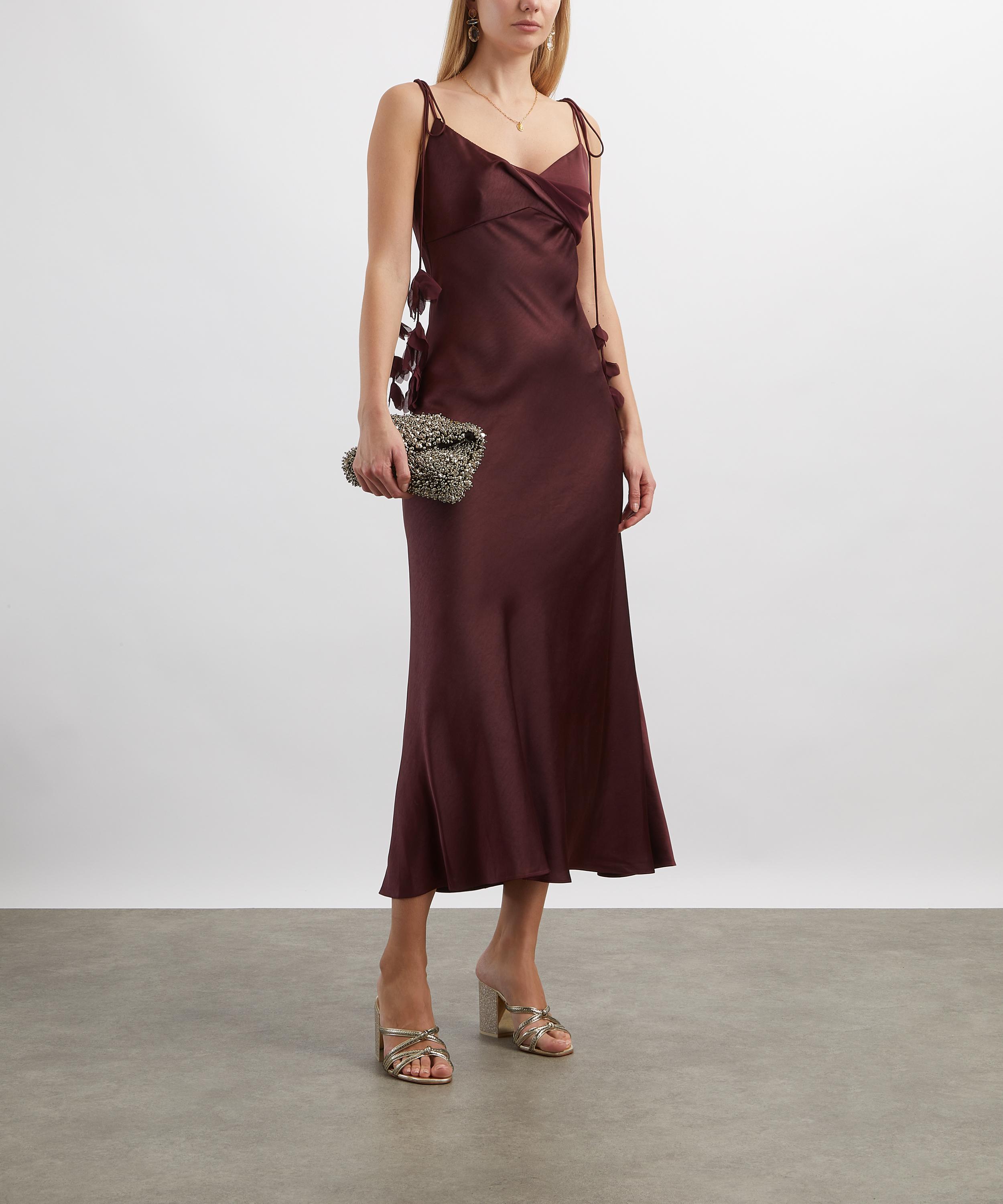 Self-Portrait - Satin Flower Midi Dress image number 1