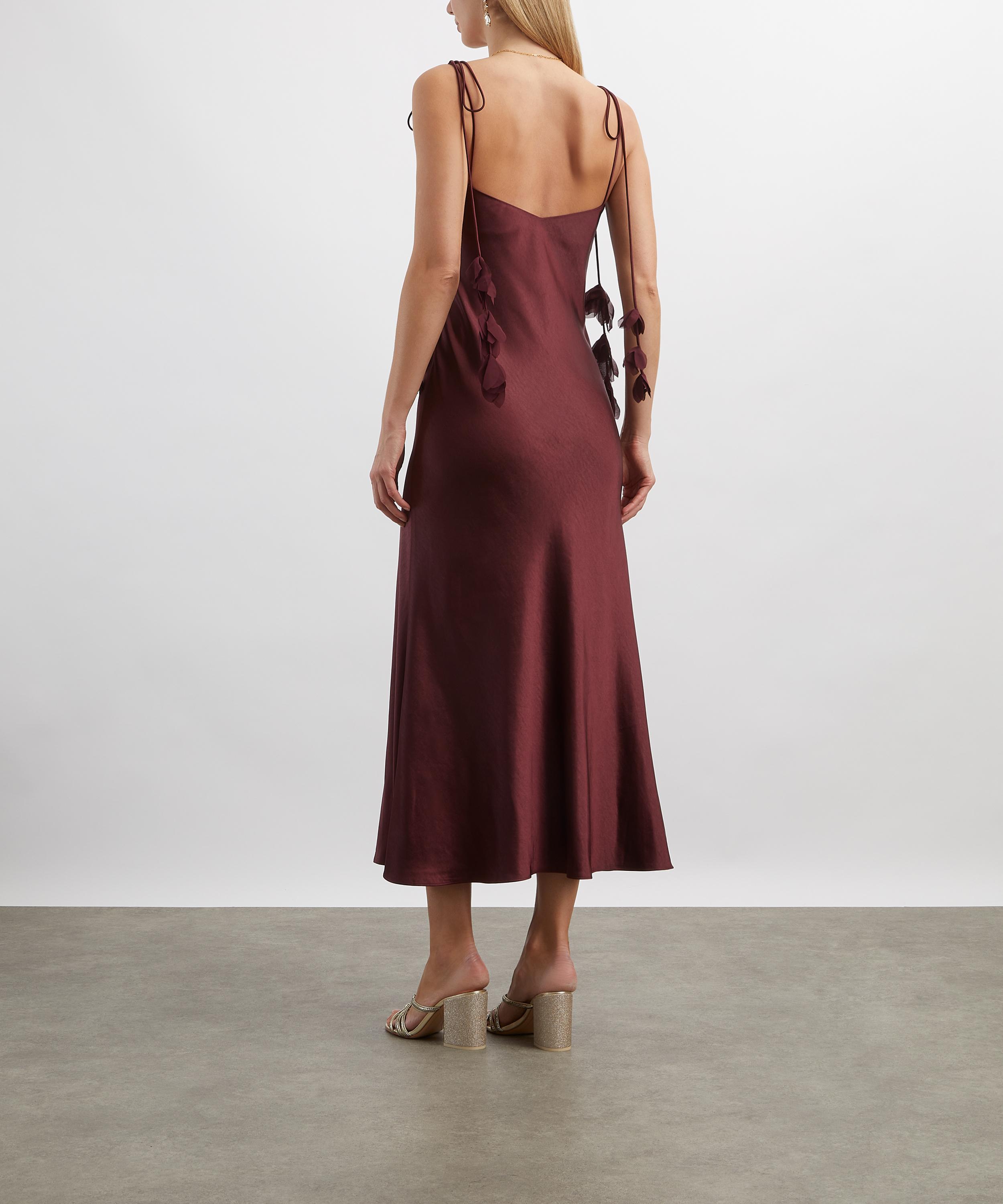 Self-Portrait - Satin Flower Midi Dress image number 3