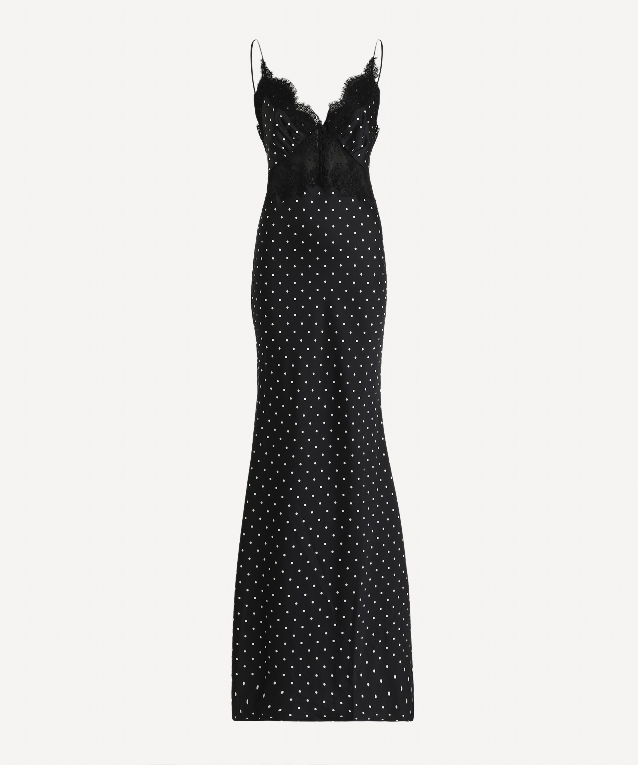 Self-Portrait - Polka-Dot Satin Maxi Dress