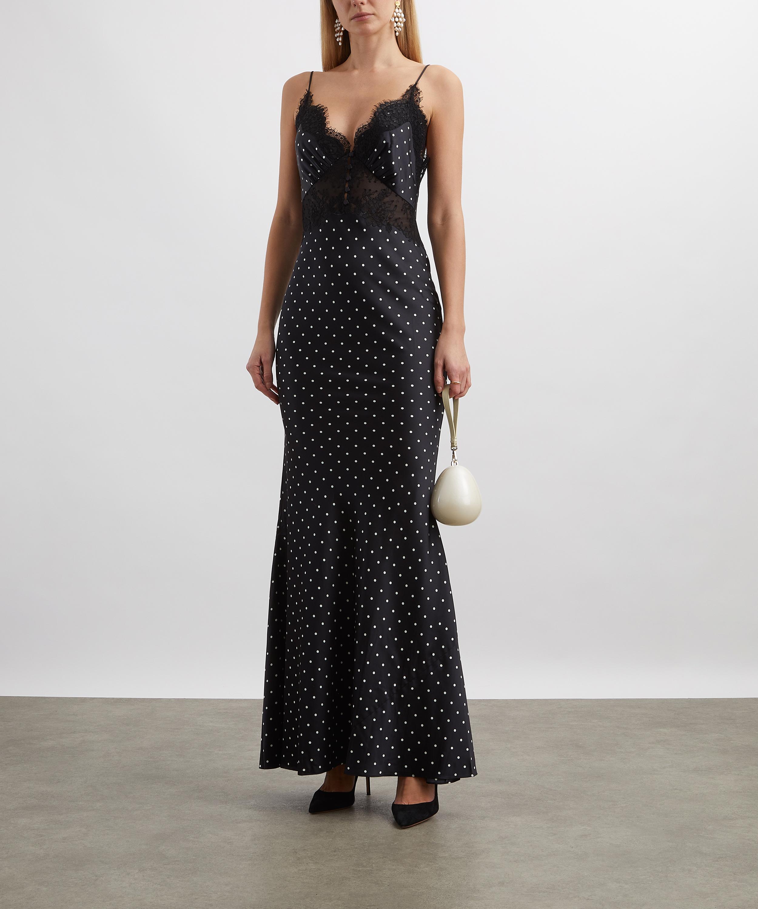 Self-Portrait - Polka-Dot Satin Maxi Dress image number 1