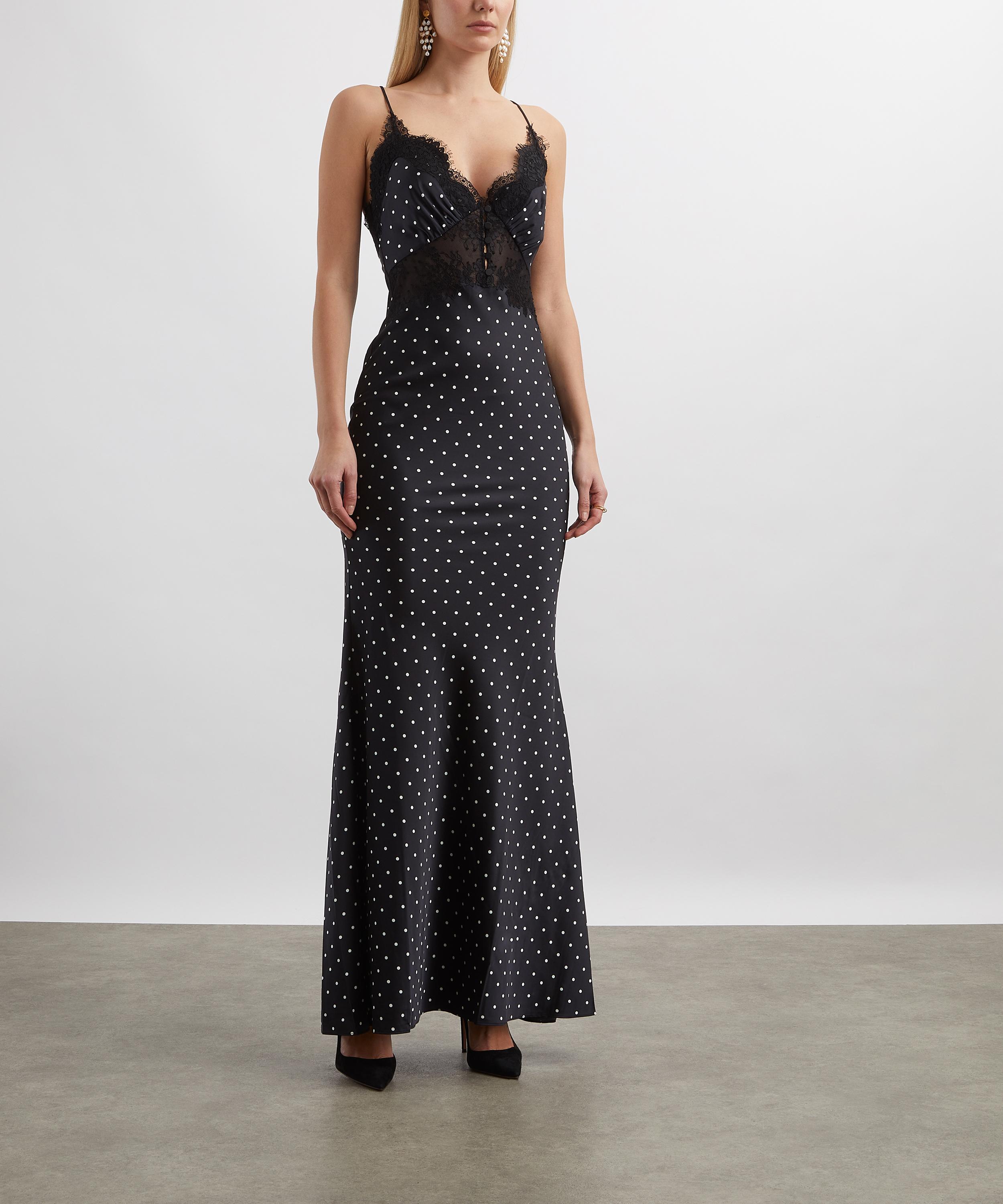 Self-Portrait - Polka-Dot Satin Maxi Dress image number 2