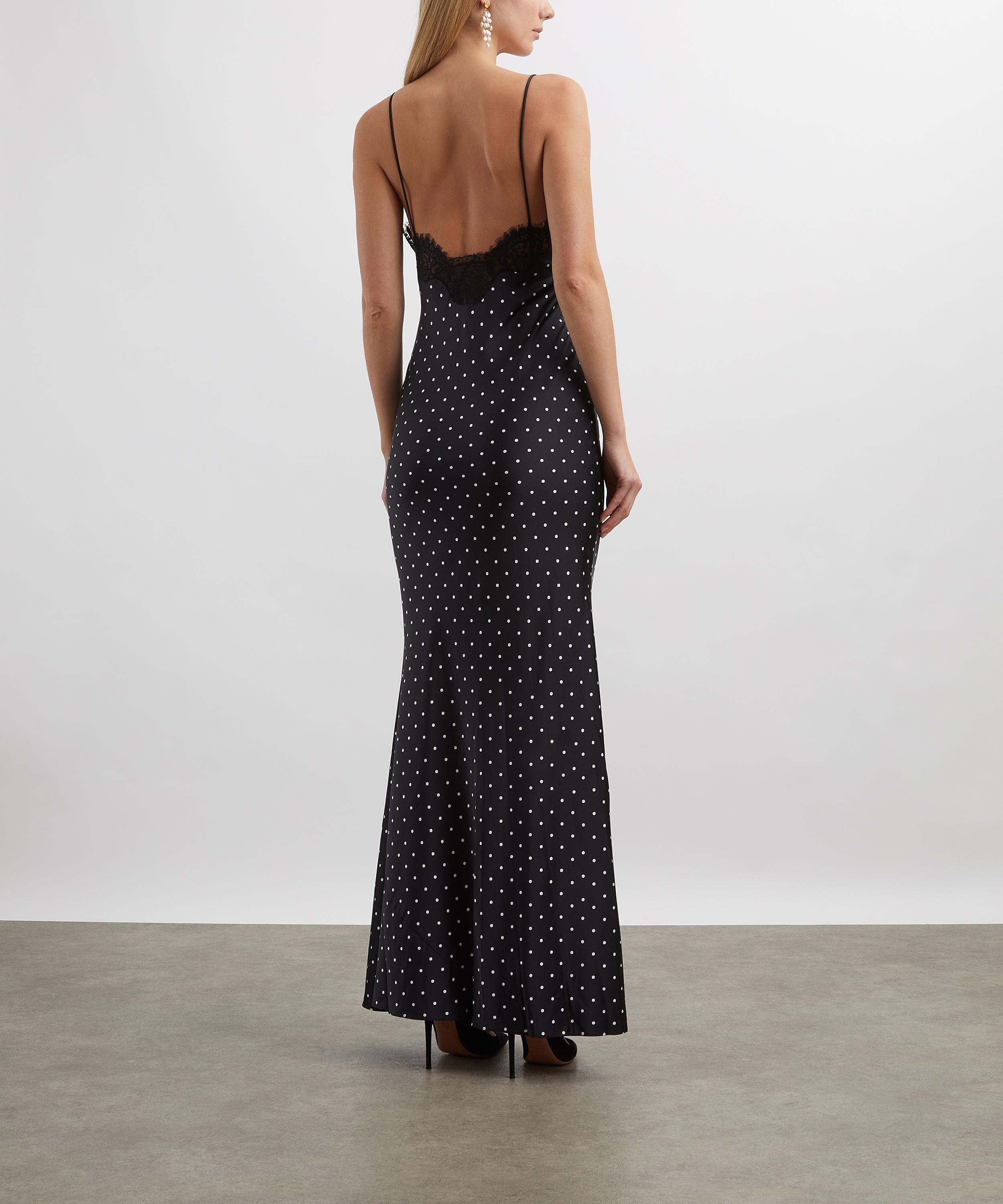 Self-Portrait - Polka-Dot Satin Maxi Dress image number 3