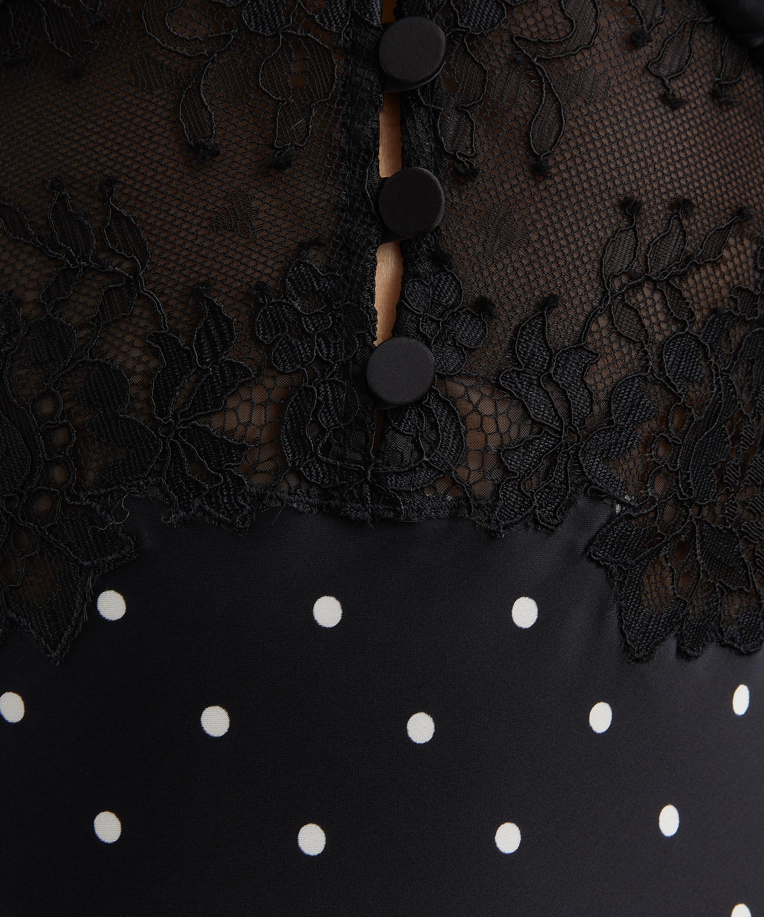 Self-Portrait - Polka-Dot Satin Maxi Dress image number 4