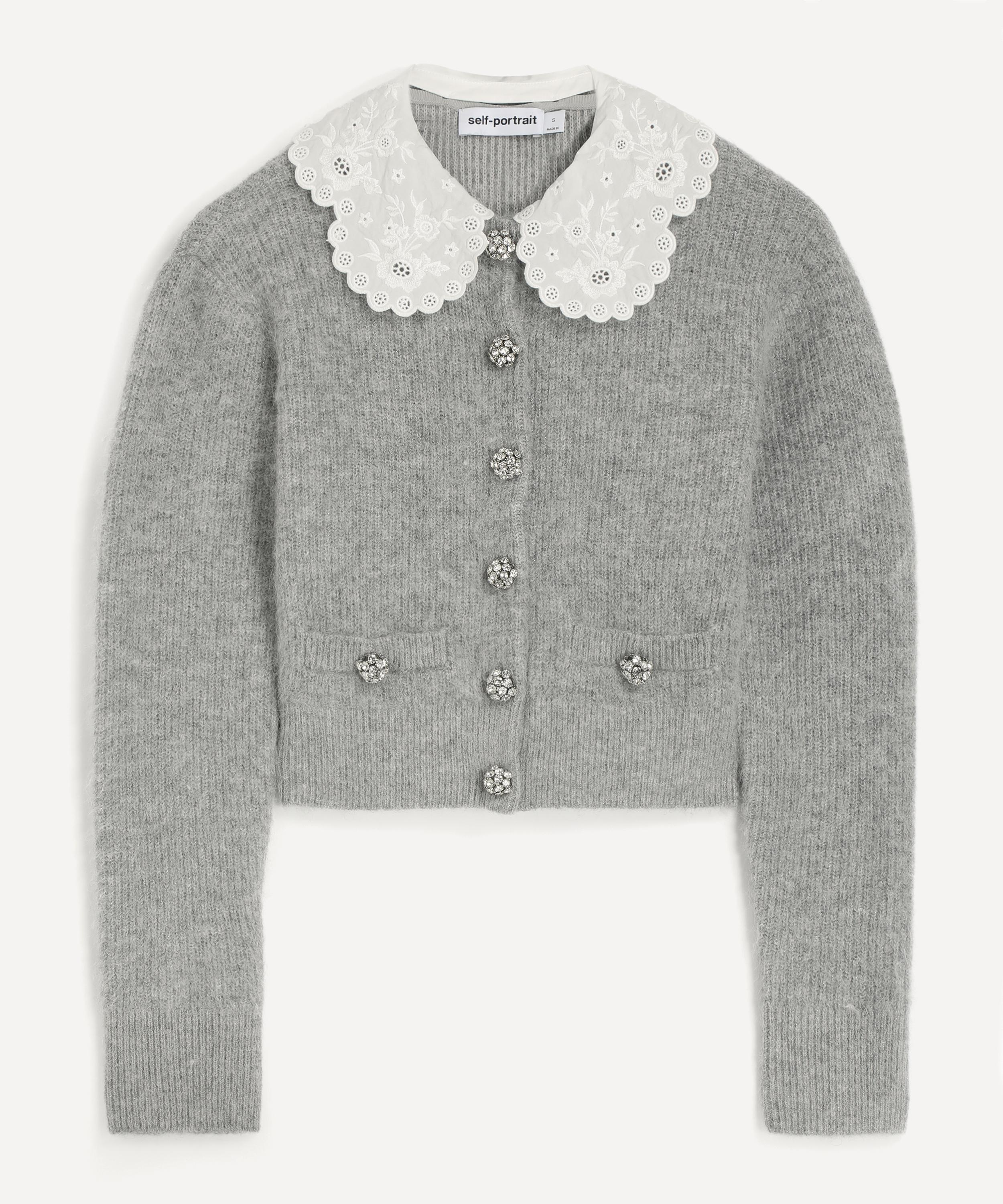 Self-Portrait - Grey Lace Collar Cardigan