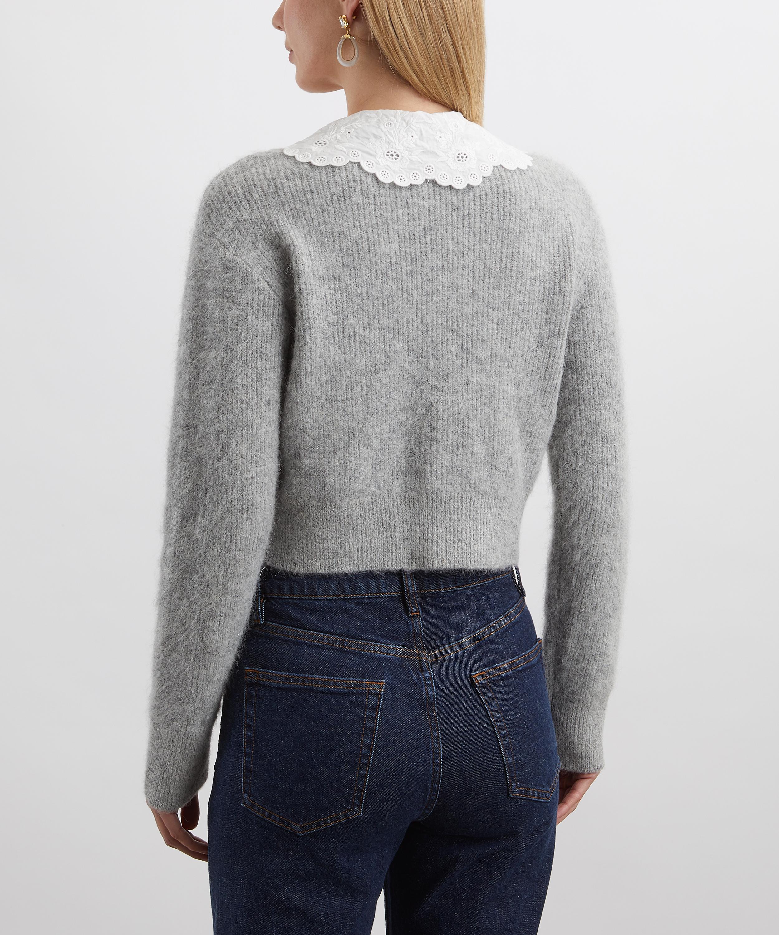 Self-Portrait - Grey Lace Collar Cardigan image number 3