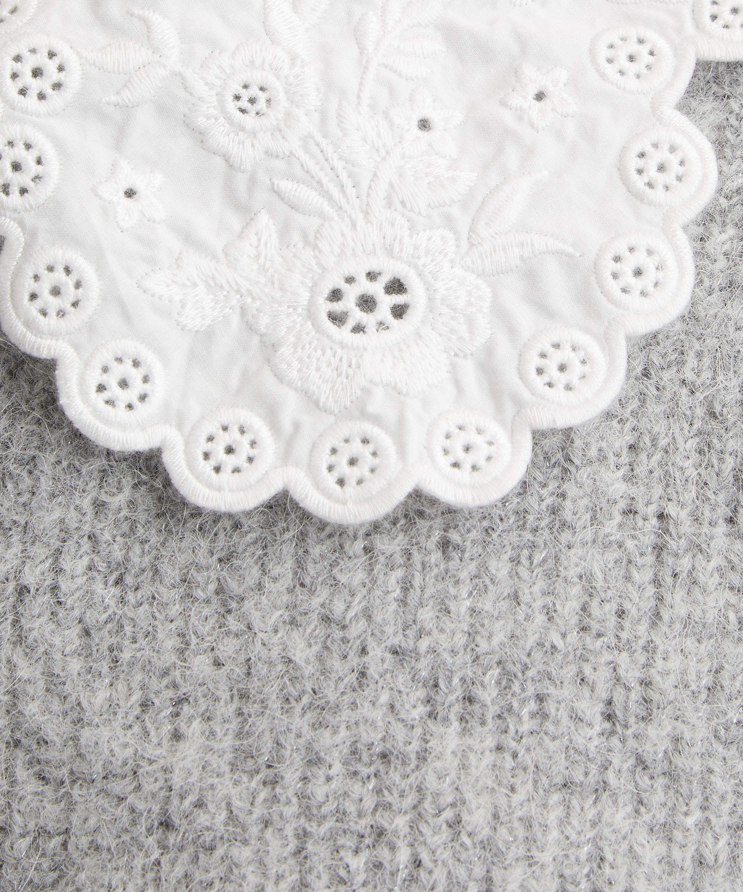 Self-Portrait - Grey Lace Collar Cardigan image number 4