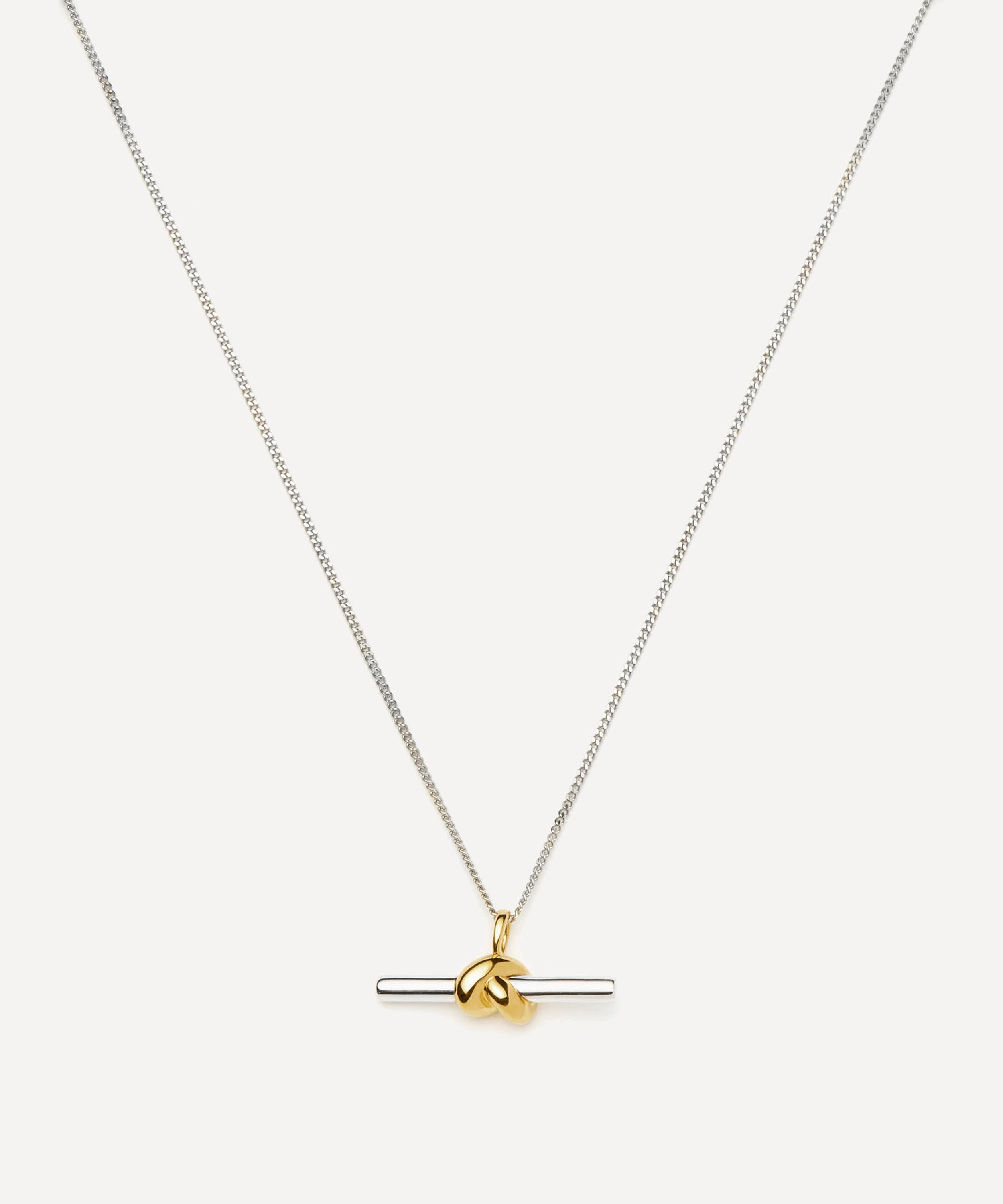 Missoma - X Lucy Williams Mixed Metal T-Bar Knot Pendant Necklace image number 0