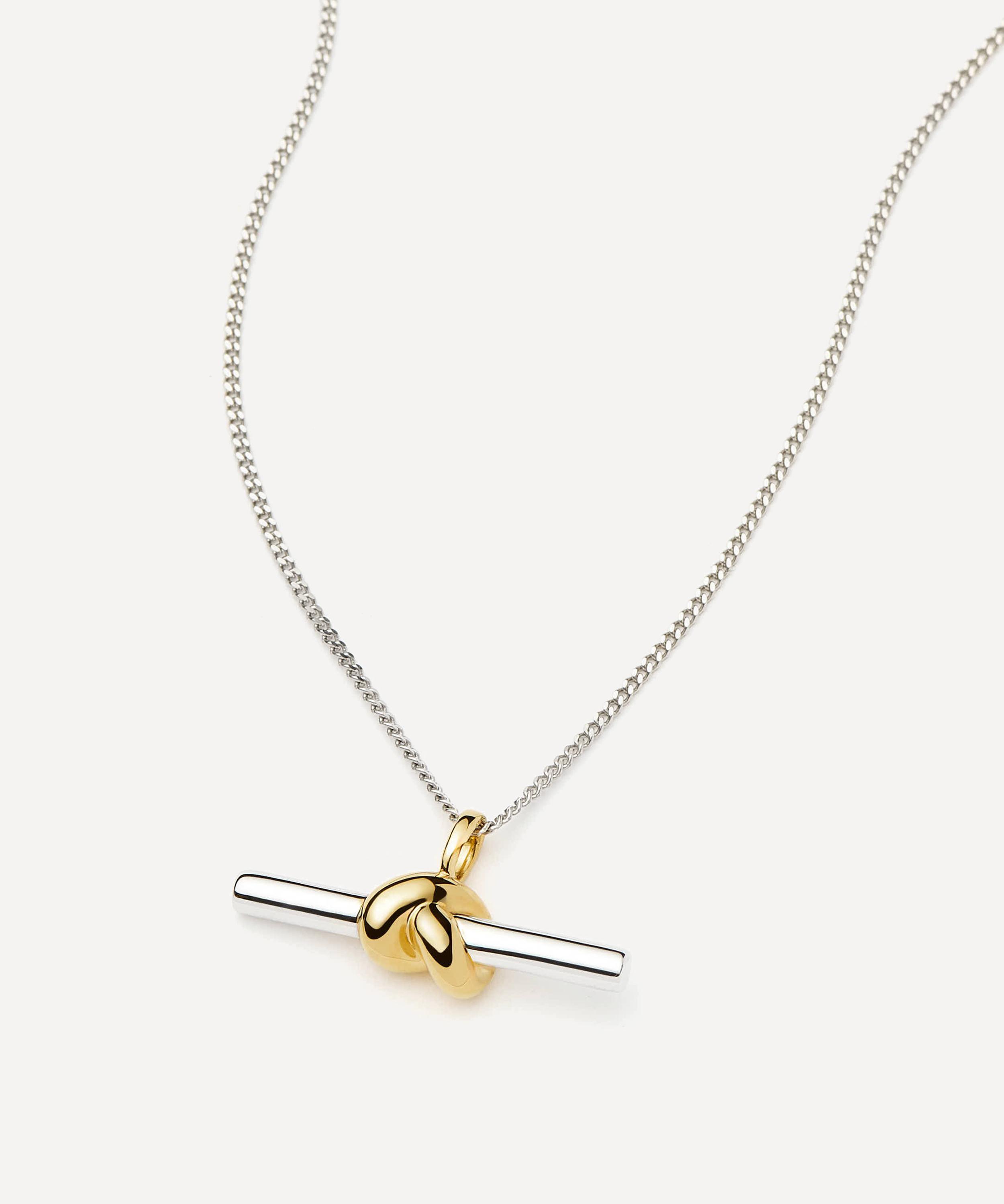 Missoma - X Lucy Williams Mixed Metal T-Bar Knot Pendant Necklace image number 2