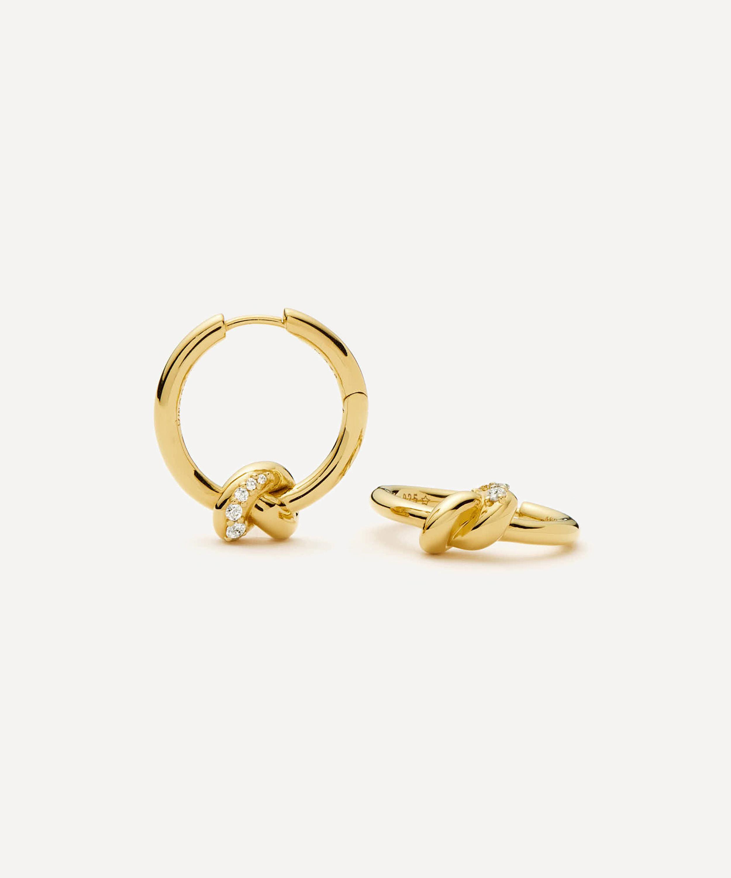 Missoma - X Lucy Williams 18ct Gold-Plated Pavé Knot Small Hoop Earrings image number 0