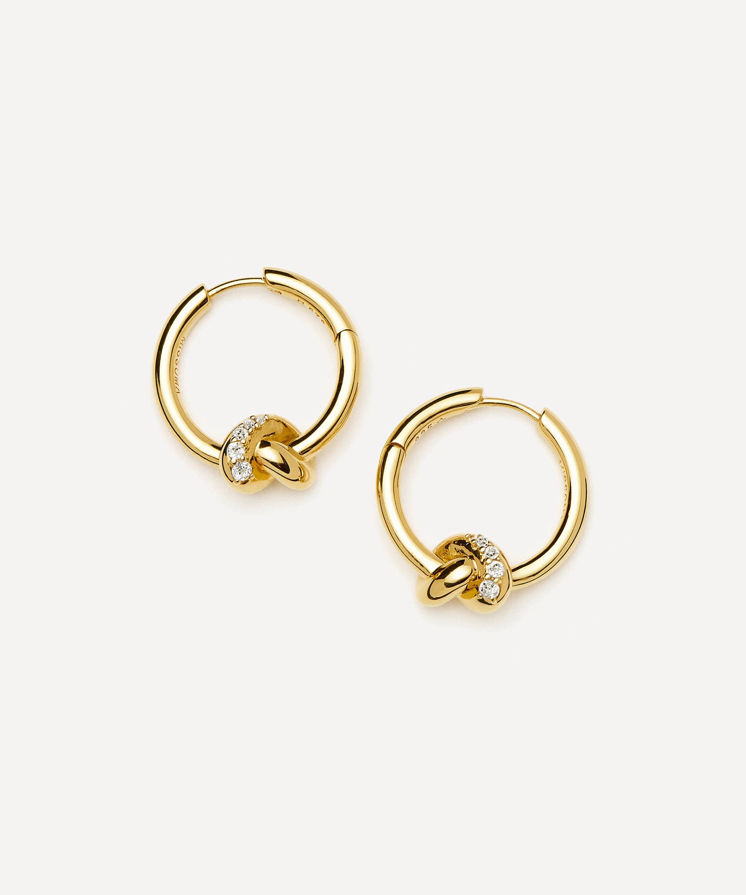 Missoma - X Lucy Williams 18ct Gold-Plated Pavé Knot Small Hoop Earrings image number 1