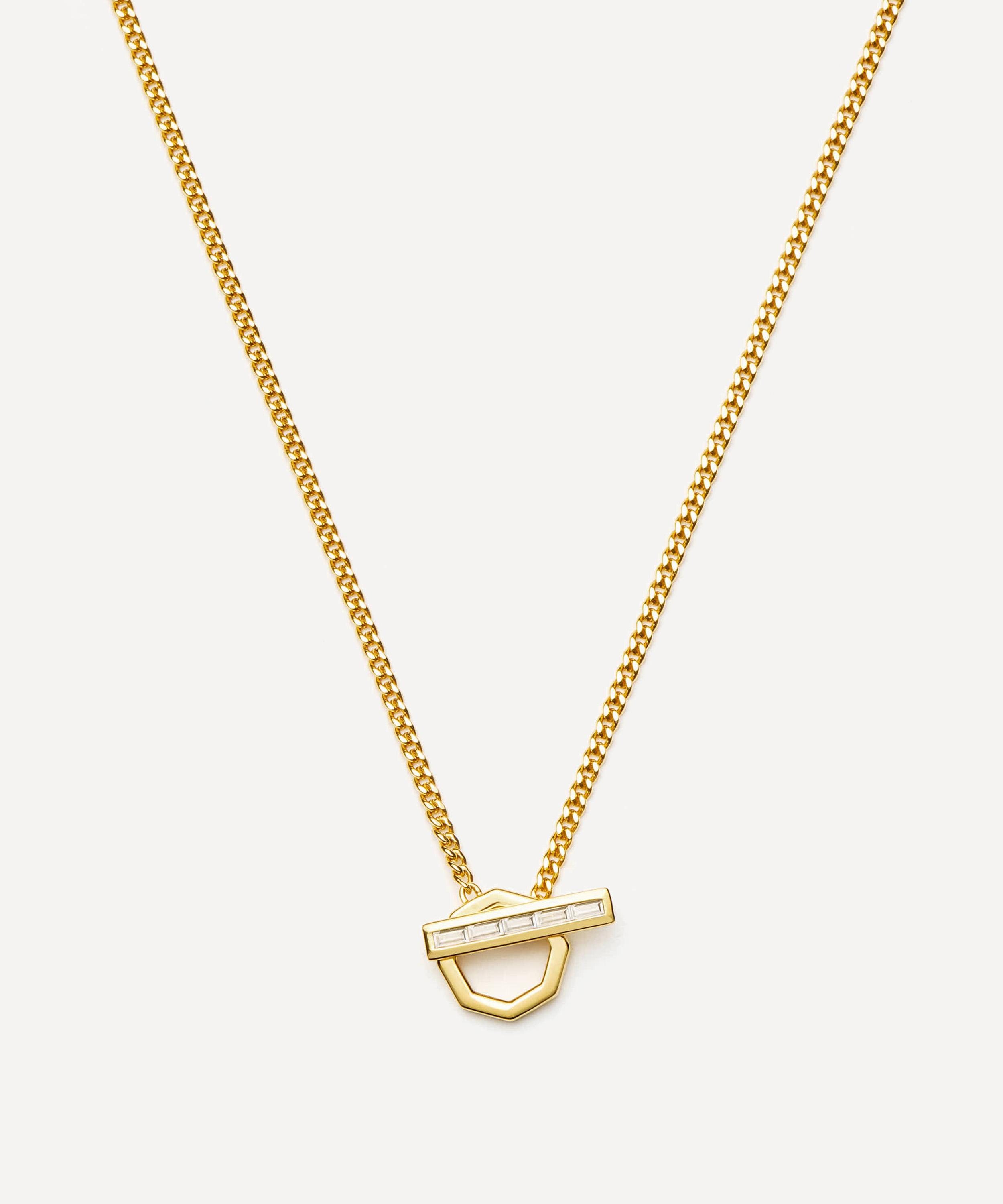 Missoma - X Lucy Williams 18ct Gold-Plated T-Bar Hex Pendant Necklace image number 0