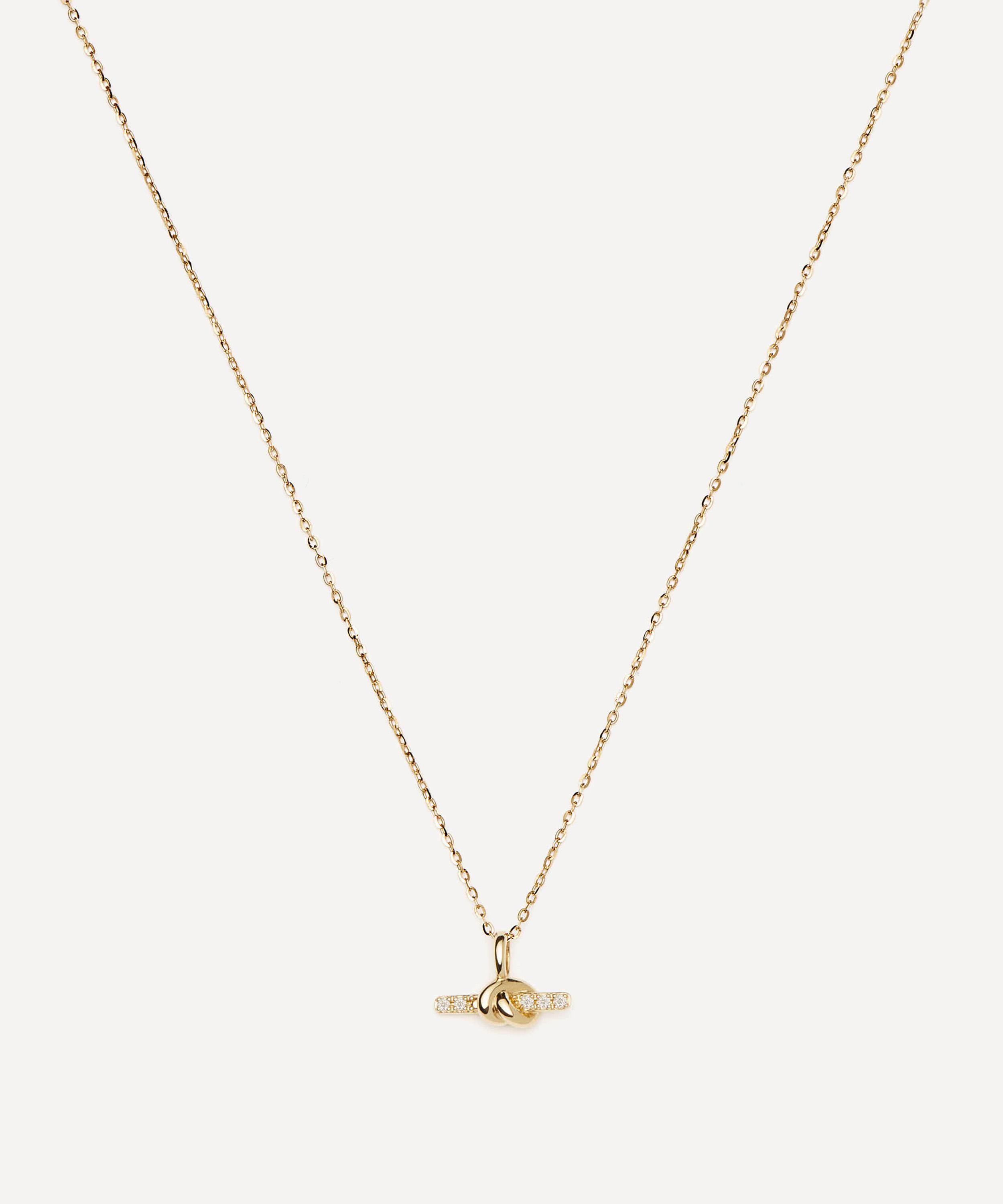 Missoma - X Lucy Williams 14ct Gold Fine Diamond T-Bar Pendant Necklace image number 0