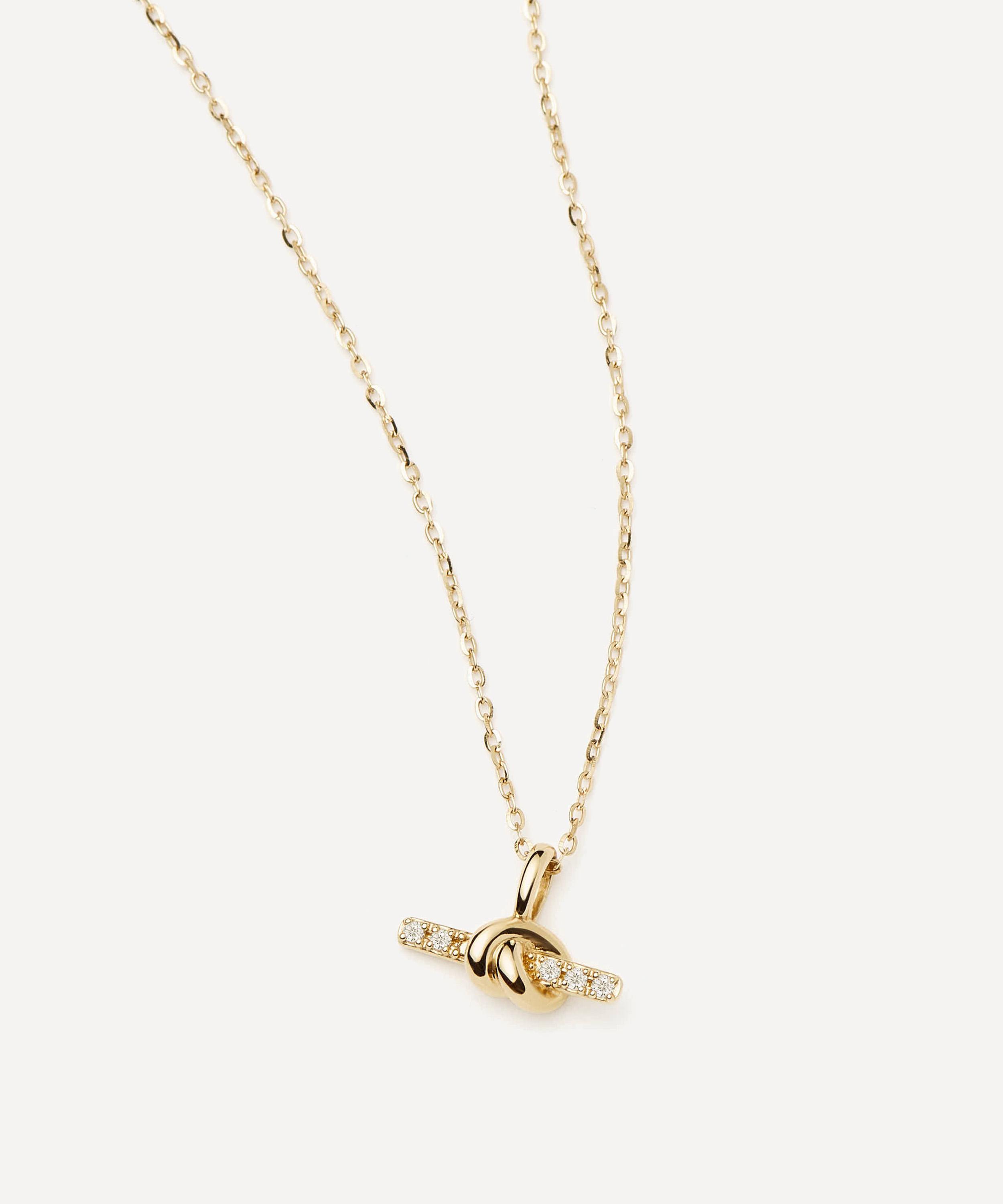 Missoma - X Lucy Williams 14ct Gold Fine Diamond T-Bar Pendant Necklace image number 2