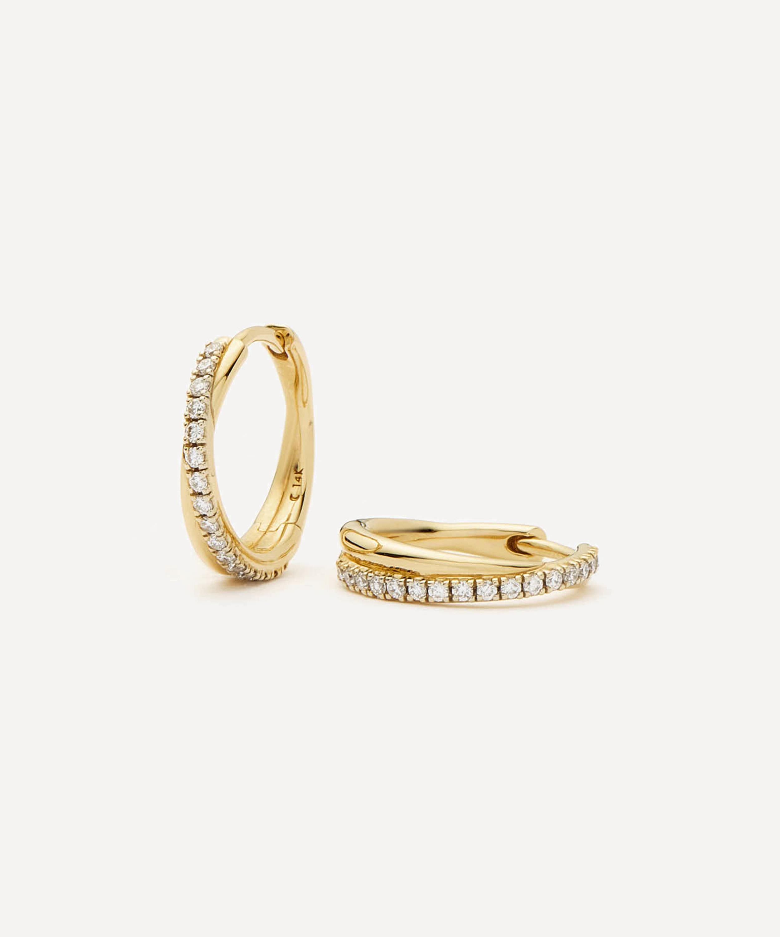 Missoma - X Lucy Williams 14ct Gold Fine Diamond Entwine Huggie Hoop Earrings image number 0