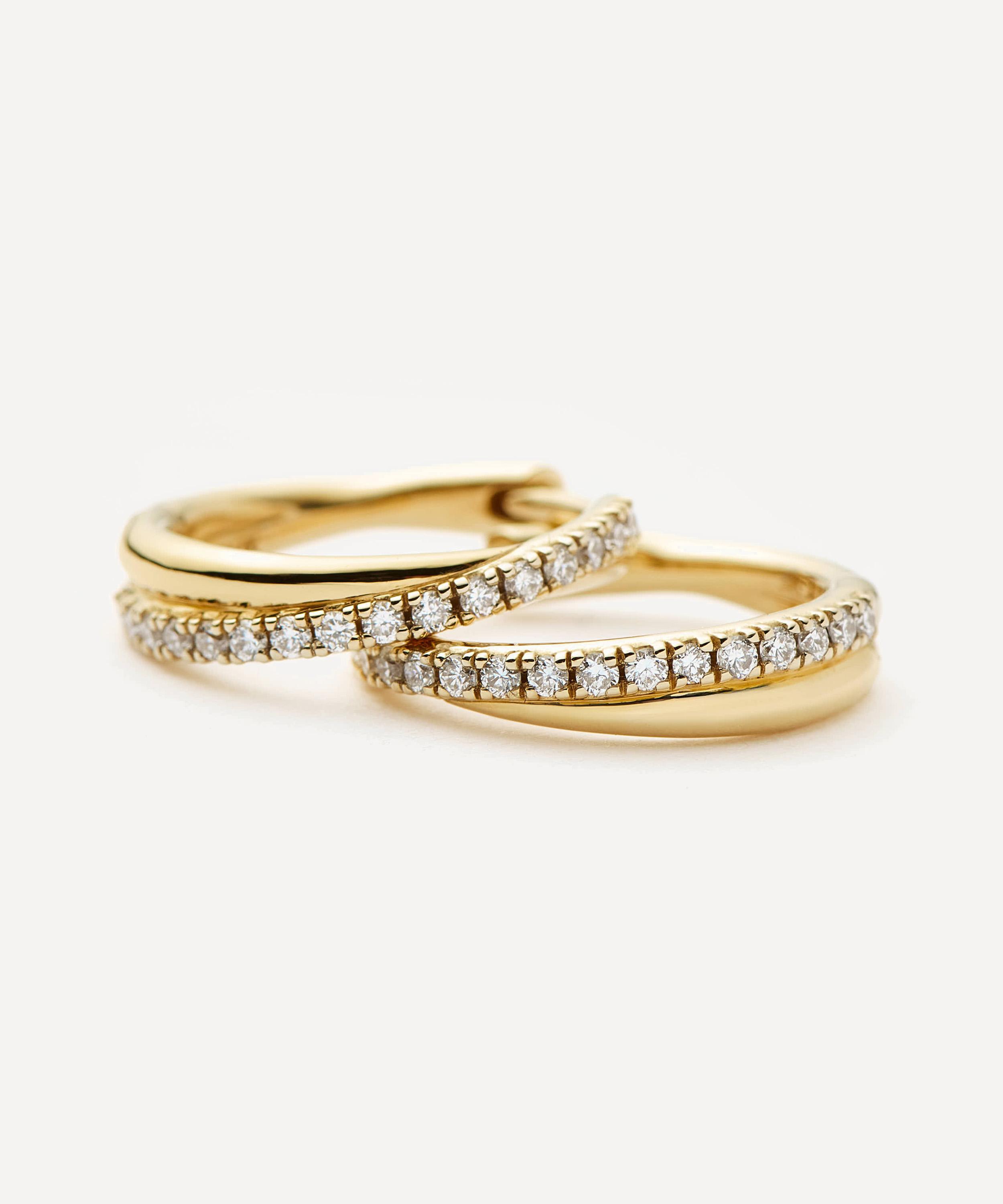 Missoma - X Lucy Williams 14ct Gold Fine Diamond Entwine Huggie Hoop Earrings image number 1