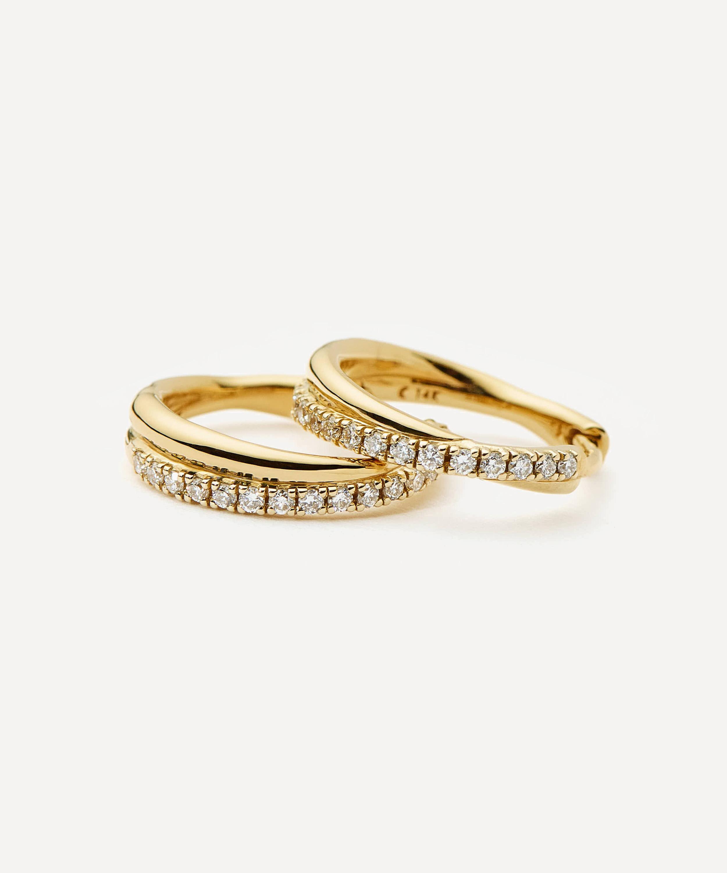 Missoma - X Lucy Williams 14ct Gold Fine Diamond Entwine Huggie Hoop Earrings image number 2
