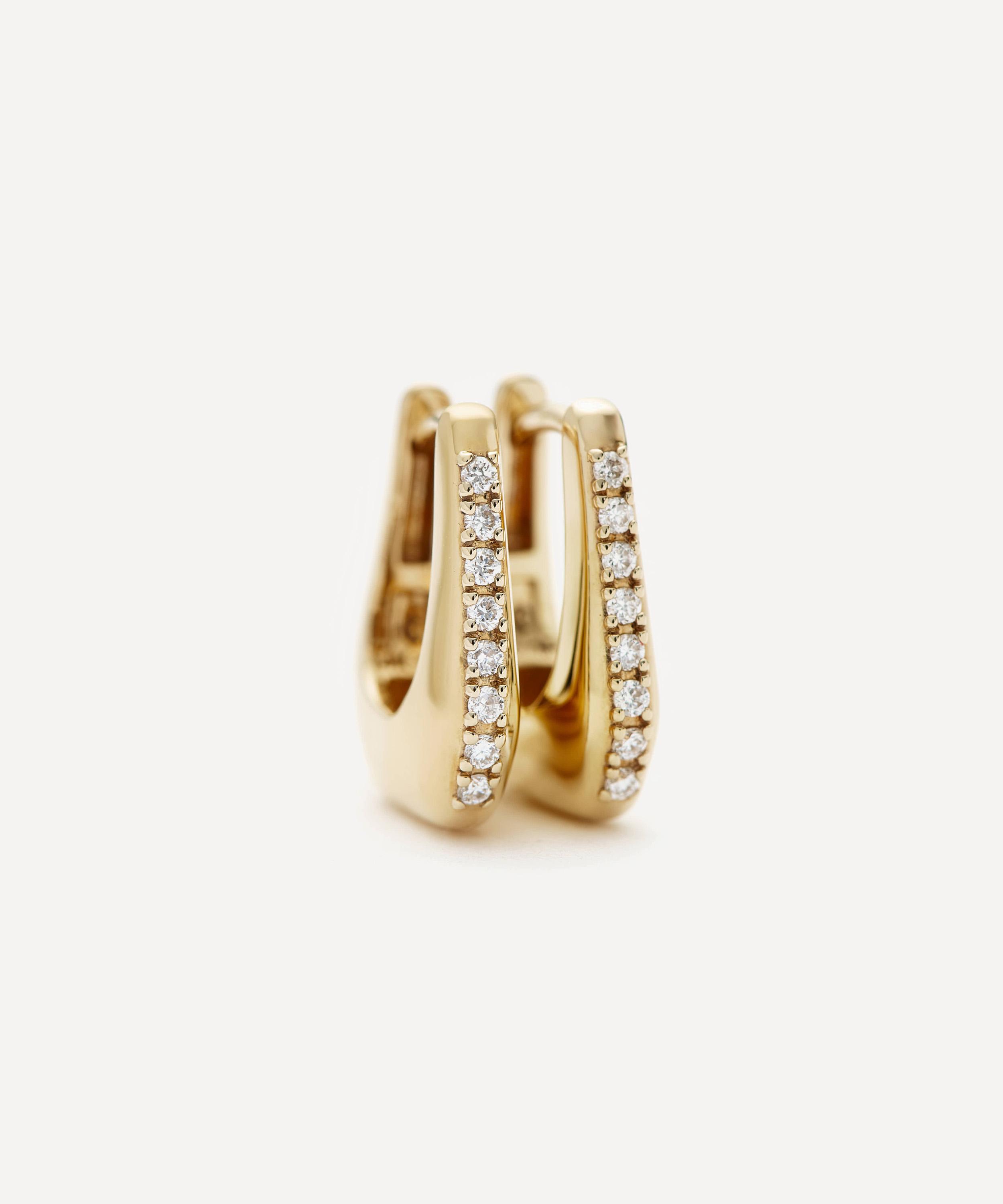 Missoma - X Lucy Williams 14ct Gold Fine Diamond Arco Huggie Hoop Earrings image number 1