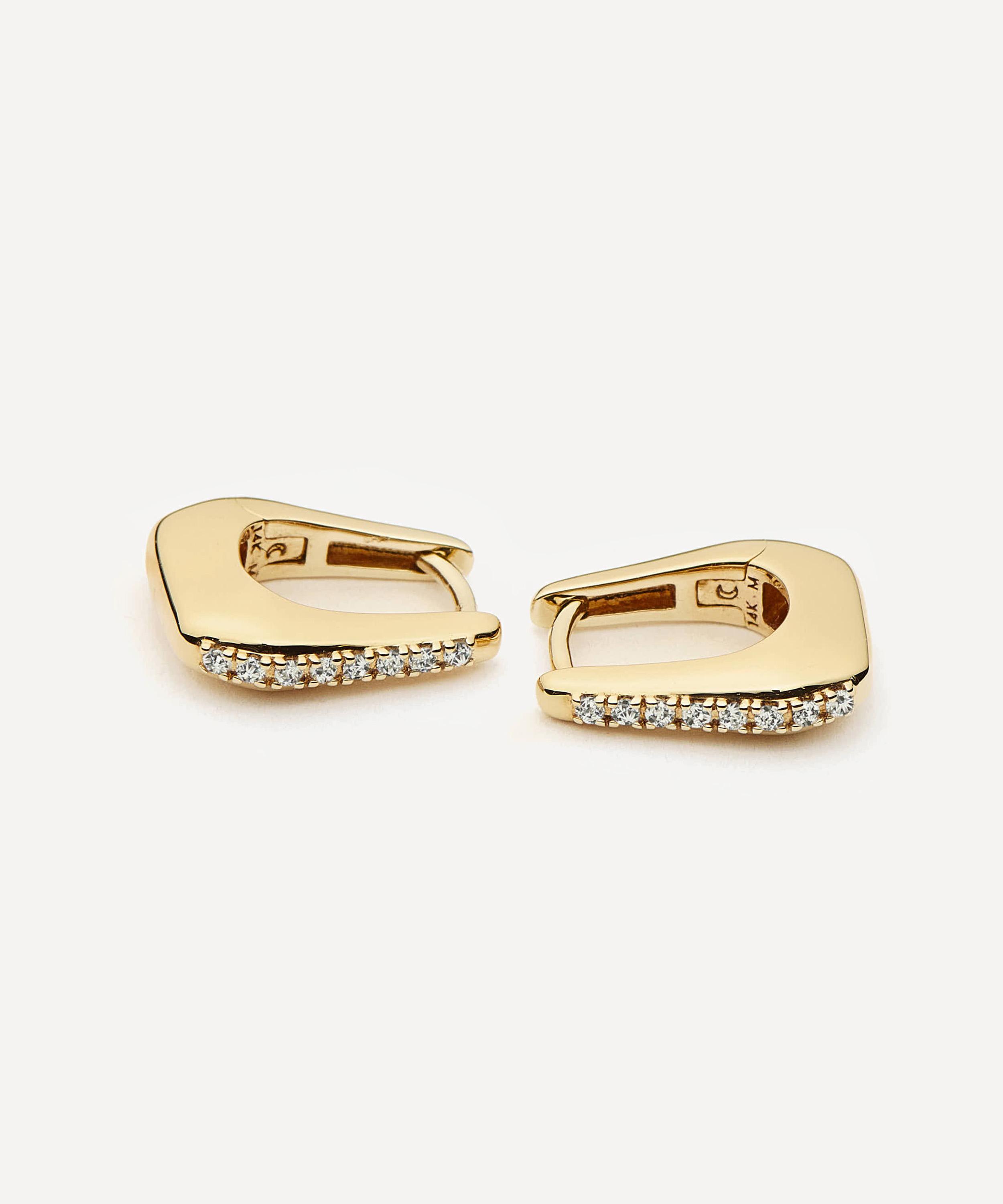 Missoma - X Lucy Williams 14ct Gold Fine Diamond Arco Huggie Hoop Earrings image number 2