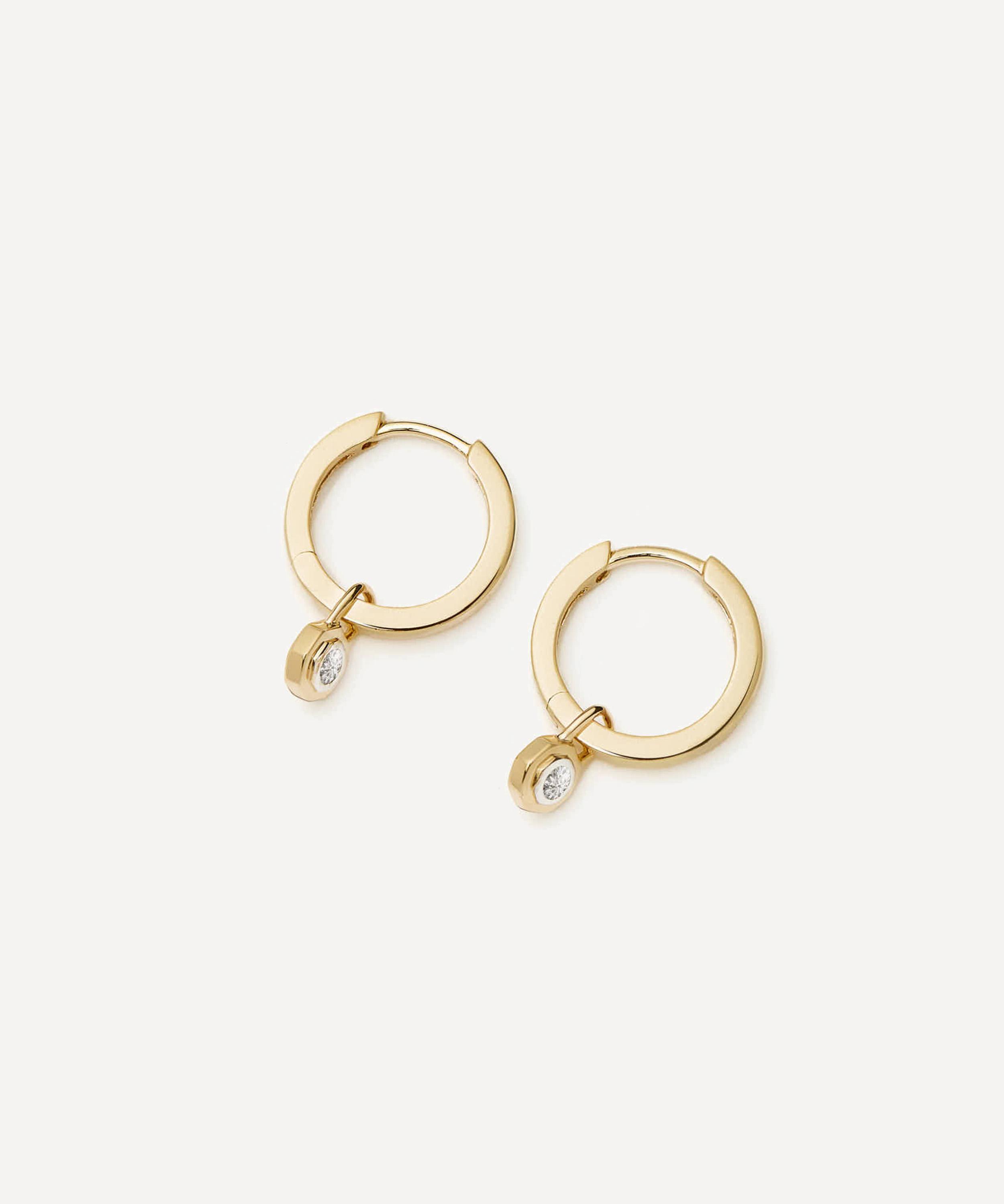 Missoma - X Lucy Williams 14ct Gold Fine Diamond Drop Huggie Hoop Earrings image number 0