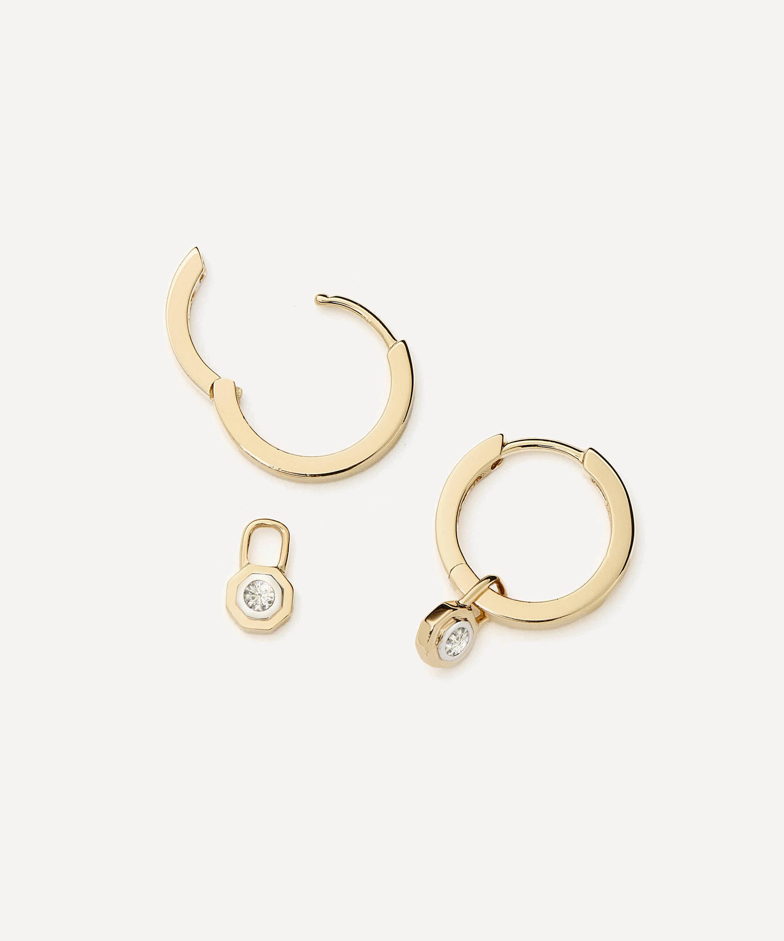 Missoma - X Lucy Williams 14ct Gold Fine Diamond Drop Huggie Hoop Earrings image number 1