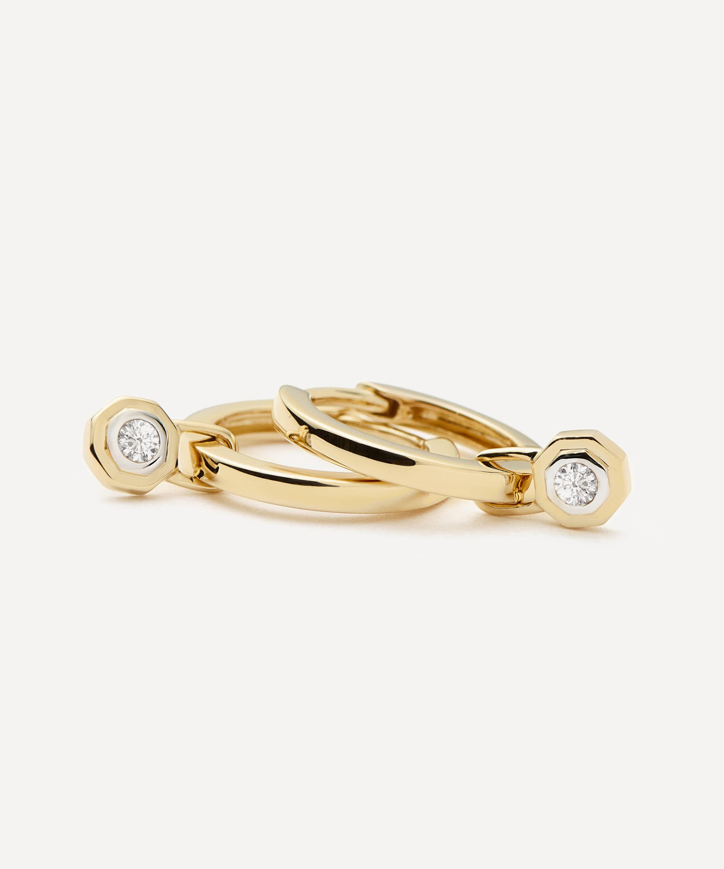 Missoma - X Lucy Williams 14ct Gold Fine Diamond Drop Huggie Hoop Earrings image number 3