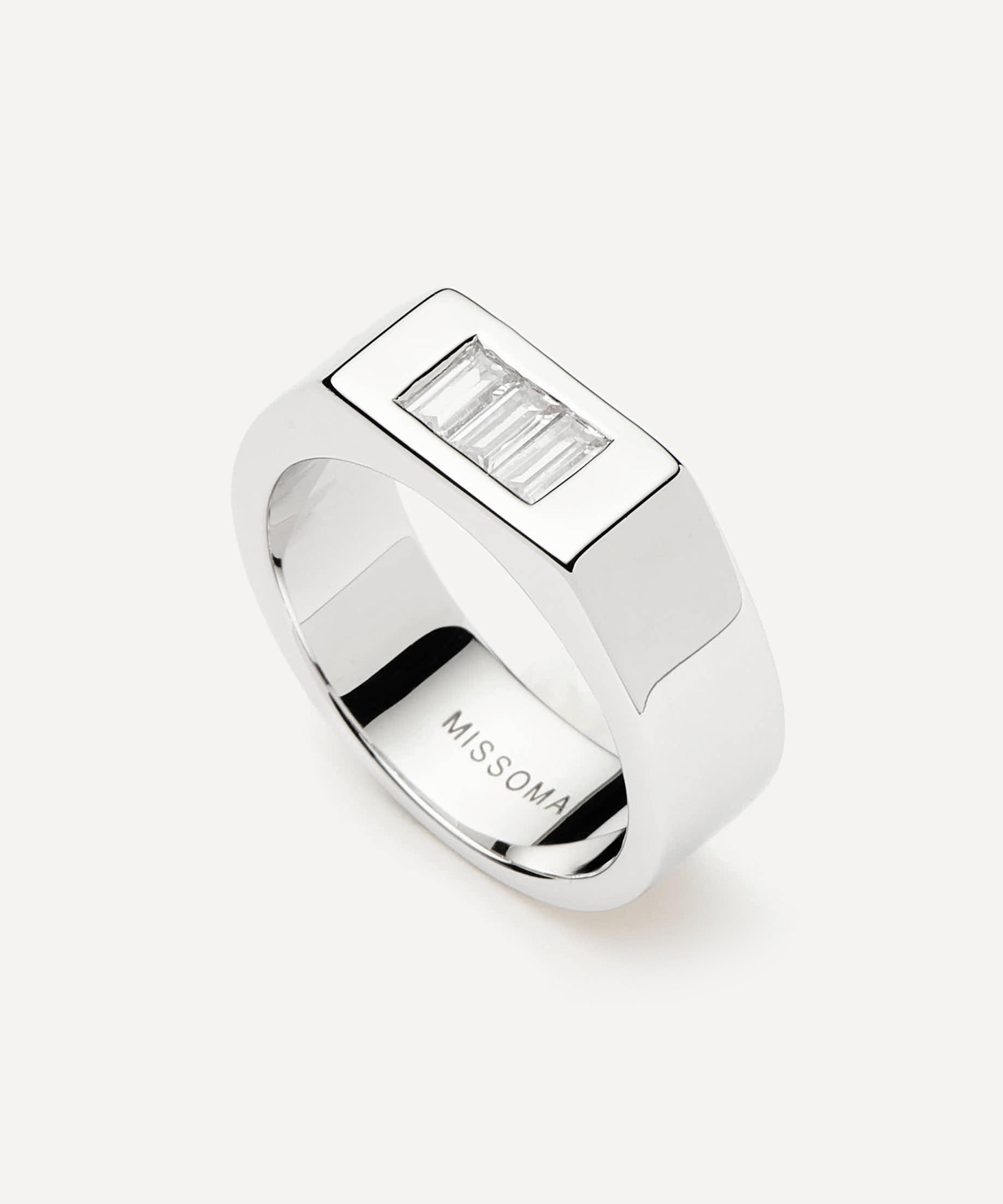 Missoma - X Lucy Williams Rhodium-Plated Triple Stone Chunky Ring image number 0